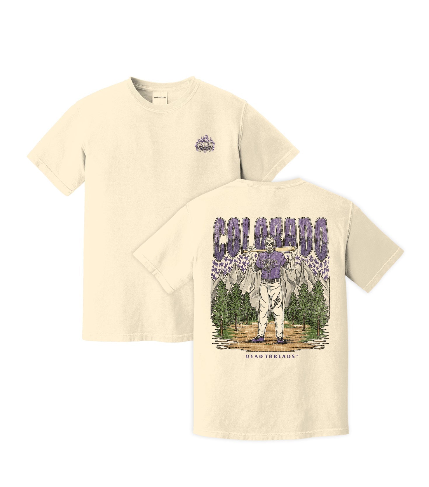 COLORADO BASEBALL - "3 SKULL" PREMIUM SHIRT – T-Shirt – Dead Threads Apparel