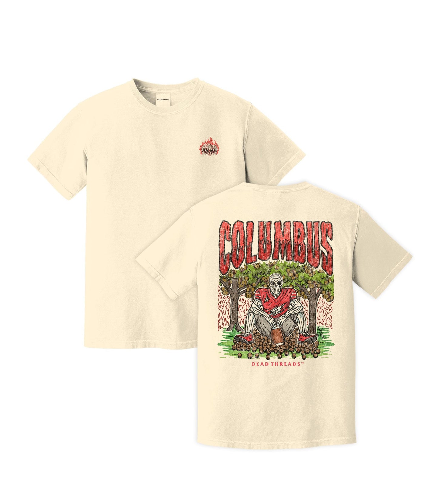 COLUMBUS FOOTBALL - “3 SKULL” PREMIUM T - SHIRT – T-Shirt – Dead Threads Apparel