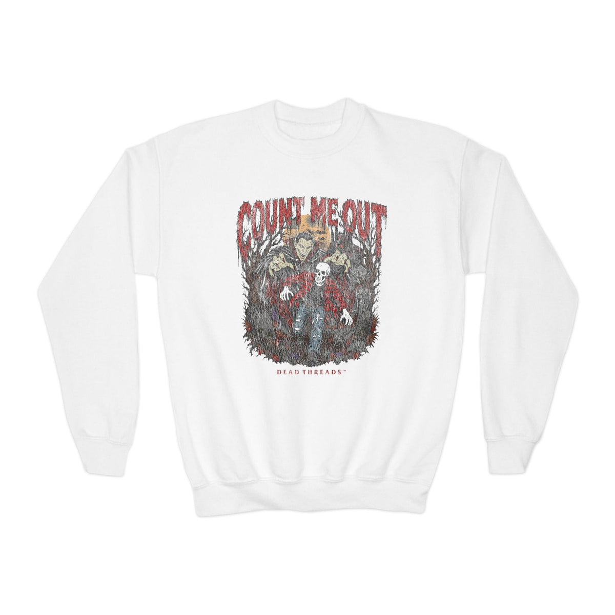 COUNT ME OUT (KIDS) CREWNECK SWEATSHIRT - Halloween Limited Drop – Kids clothes – Dead Threads Apparel