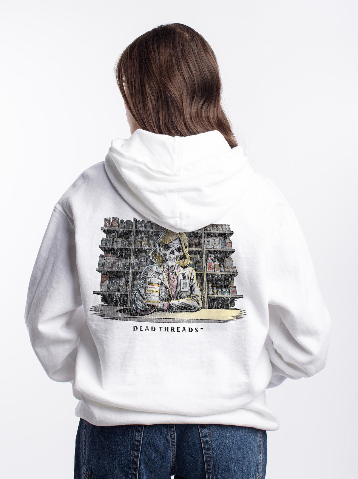 CRYPTS & SCRIPTS (PHARMACIST, FEMALE) - “DT ESSENTIAL" HOODIE – Hoodie – Dead Threads Apparel