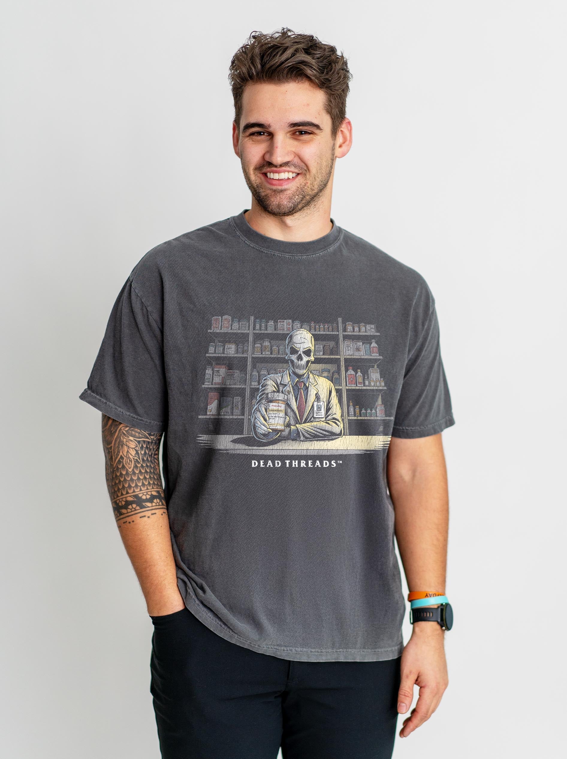 CRYPTS & SCRIPTS (PHARMACIST, MALE) – T-Shirt – Dead Threads Apparel