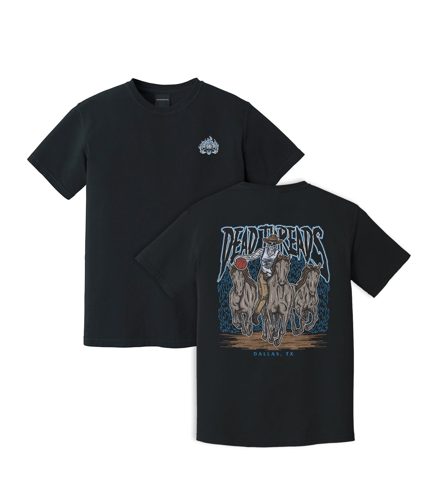 DALLAS BASKETBALL - “3 SKULL” PREMIUM T-SHIRT – T-Shirt – Dead Threads Apparel
