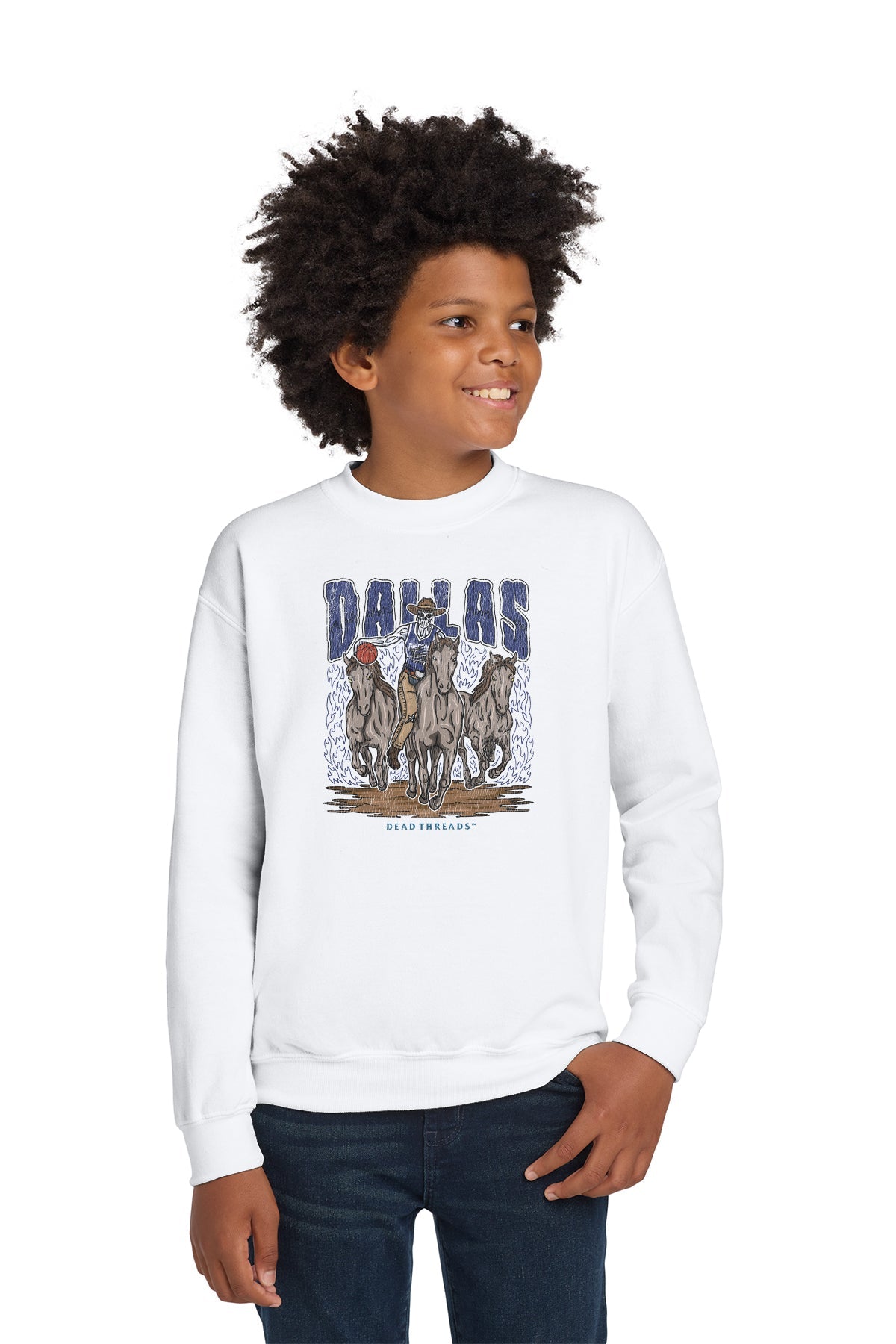 DALLAS BASKETBALL KIDS CREWNECK SWEATSHIRT – Kids clothes – Dead Threads Apparel
