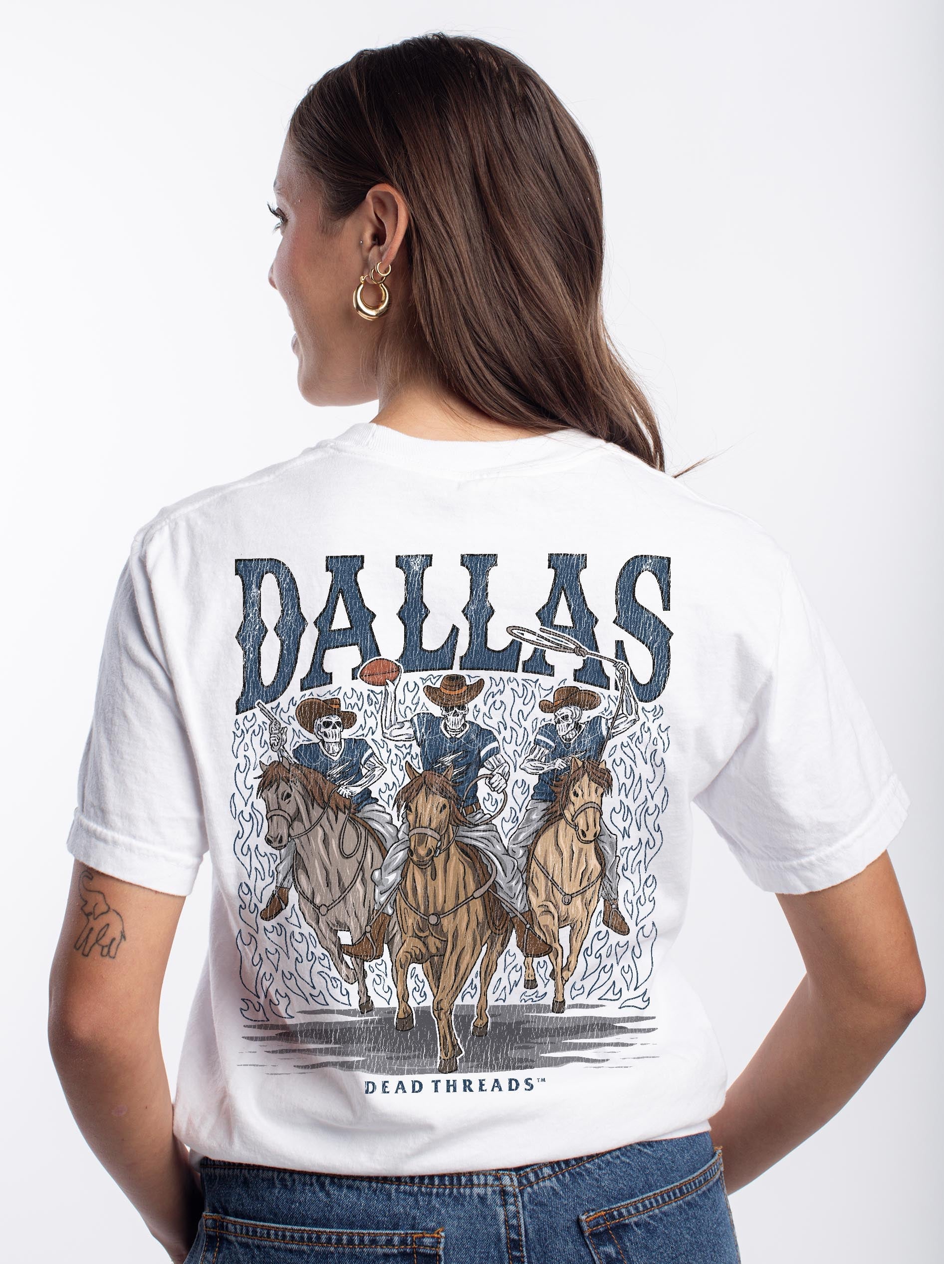 DALLAS FOOTBALL - “3 SKULL” PREMIUM T - SHIRT – T-Shirt – Dead Threads Apparel