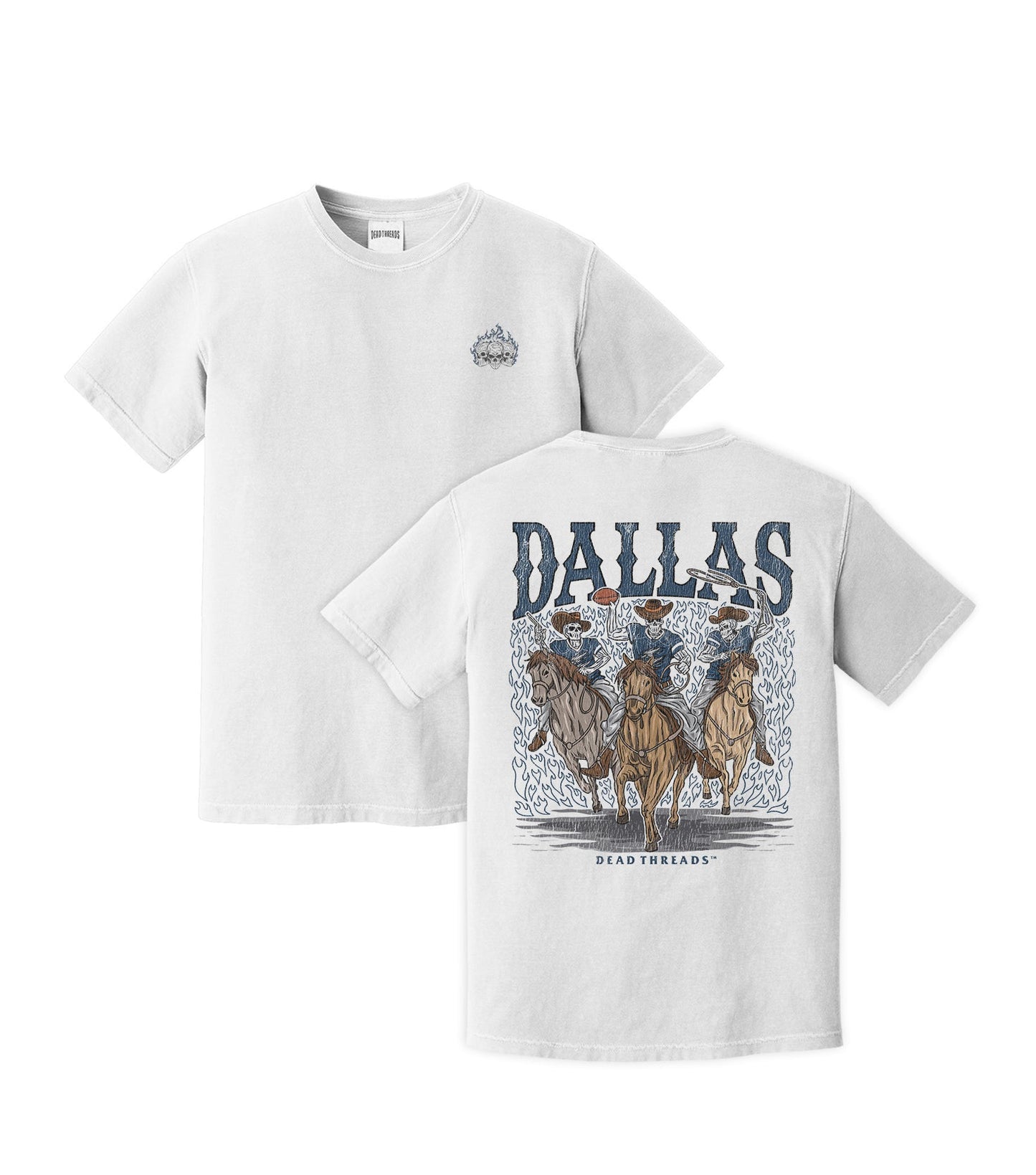 DALLAS FOOTBALL - “3 SKULL” PREMIUM T - SHIRT – T-Shirt – Dead Threads Apparel