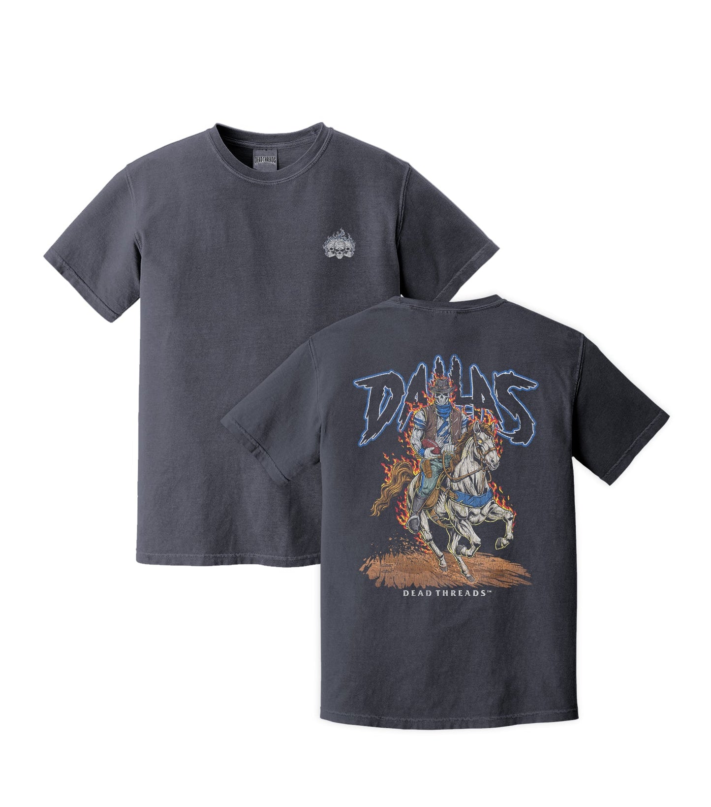 DALLAS FOOTBALL v2 - “3 SKULL” PREMIUM T - SHIRT – T-Shirt – Dead Threads Apparel