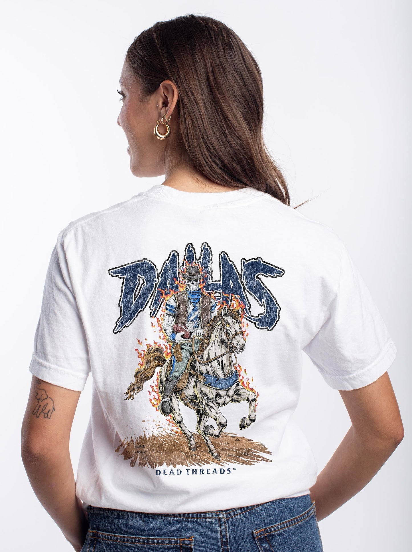 DALLAS FOOTBALL v2 - “3 SKULL” PREMIUM T - SHIRT – T-Shirt – Dead Threads Apparel