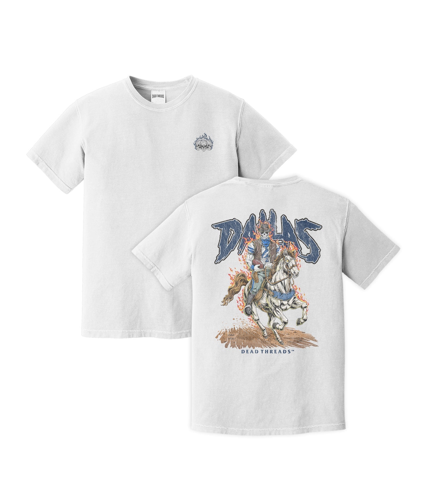 DALLAS FOOTBALL v2 - “3 SKULL” PREMIUM T - SHIRT – T-Shirt – Dead Threads Apparel