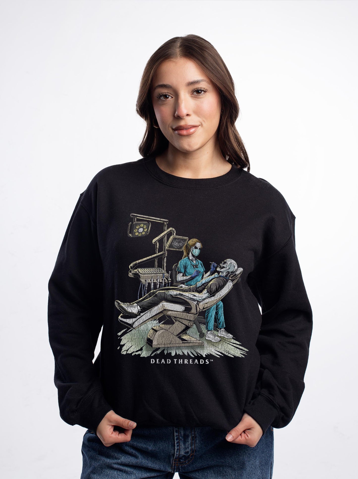 DEADLY DENTAL (FEMALE) CREWNECK SWEATSHIRT – Sweatshirt – Dead Threads Apparel