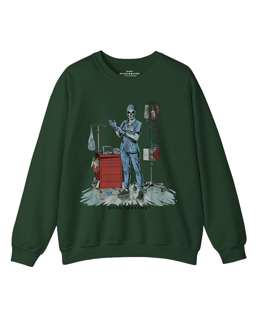 DEADSIDE NURSE (FEMALE) - BLUE SCRUBS CREWNECK SWEATSHIRT – Sweatshirt – Dead Threads Apparel