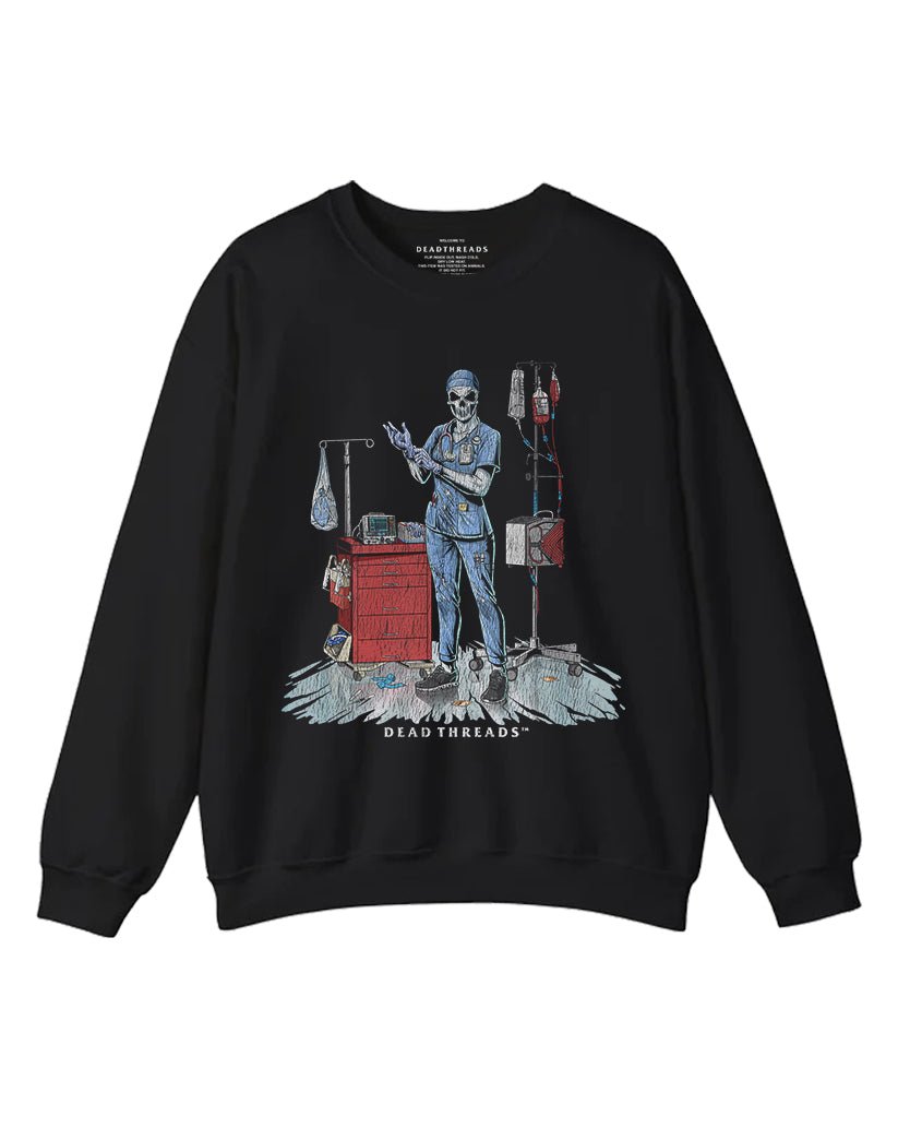 DEADSIDE NURSE (FEMALE) - BLUE SCRUBS CREWNECK SWEATSHIRT – Sweatshirt – Dead Threads Apparel