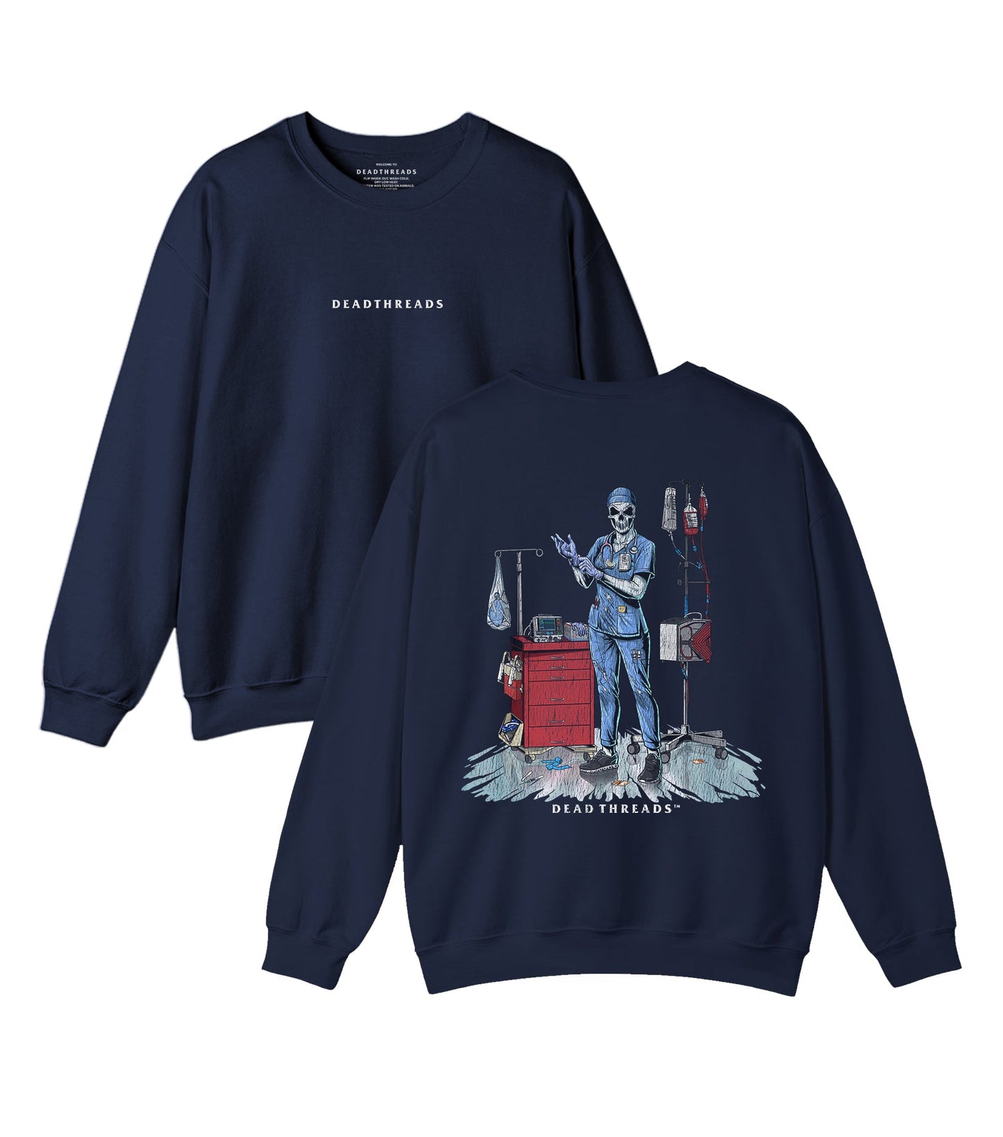 DEADSIDE NURSE (FEMALE) - BLUE SCRUBS “DT ESSENTIAL" CREWNECK SWEATSHIRT – Sweatshirt – Dead Threads Apparel