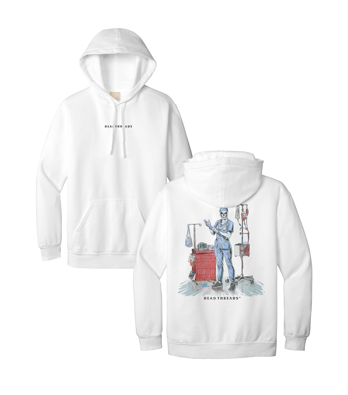 DEADSIDE NURSE (FEMALE) - BLUE SCRUBS “DT ESSENTIAL" HOODIE – Hoodie – Dead Threads Apparel