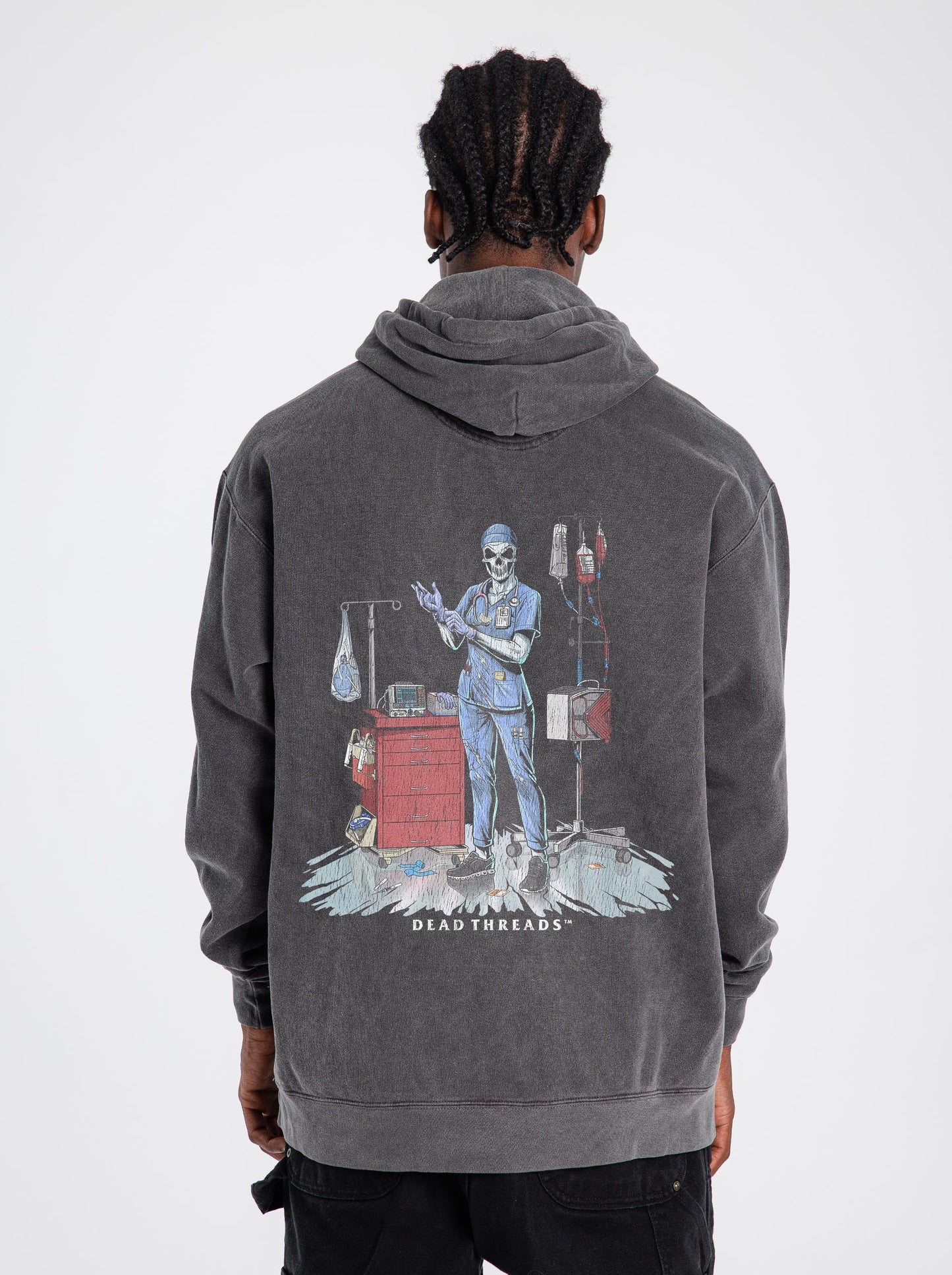 DEADSIDE NURSE (FEMALE) - BLUE SCRUBS “DT ESSENTIAL" HOODIE – Hoodie – Dead Threads Apparel