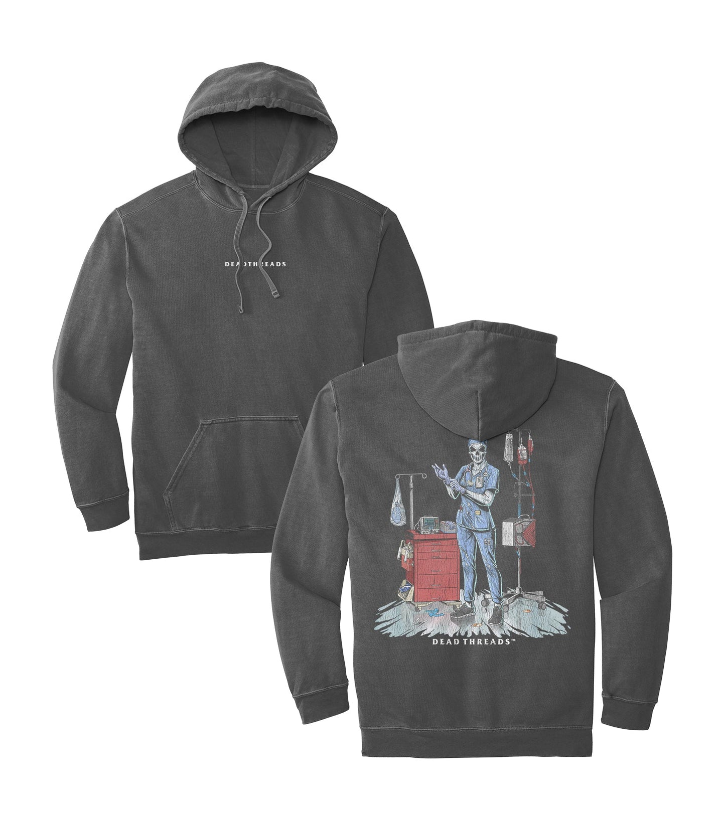DEADSIDE NURSE (FEMALE) - BLUE SCRUBS “DT ESSENTIAL" HOODIE – Hoodie – Dead Threads Apparel