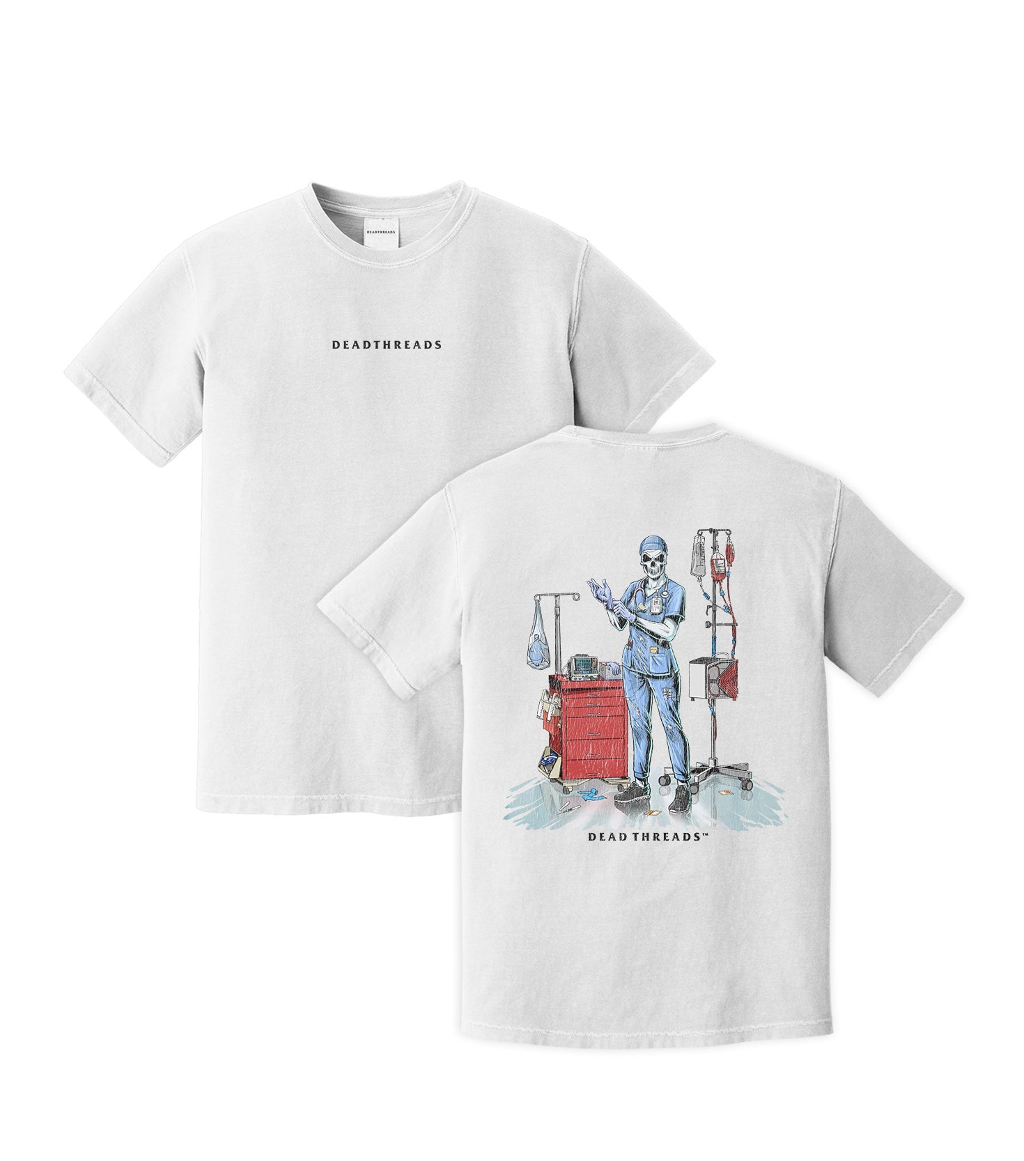 DEADSIDE NURSE (FEMALE) - BLUE SCRUBS “DT ESSENTIAL" PREMIUM T - SHIRT – T-Shirt – Dead Threads Apparel