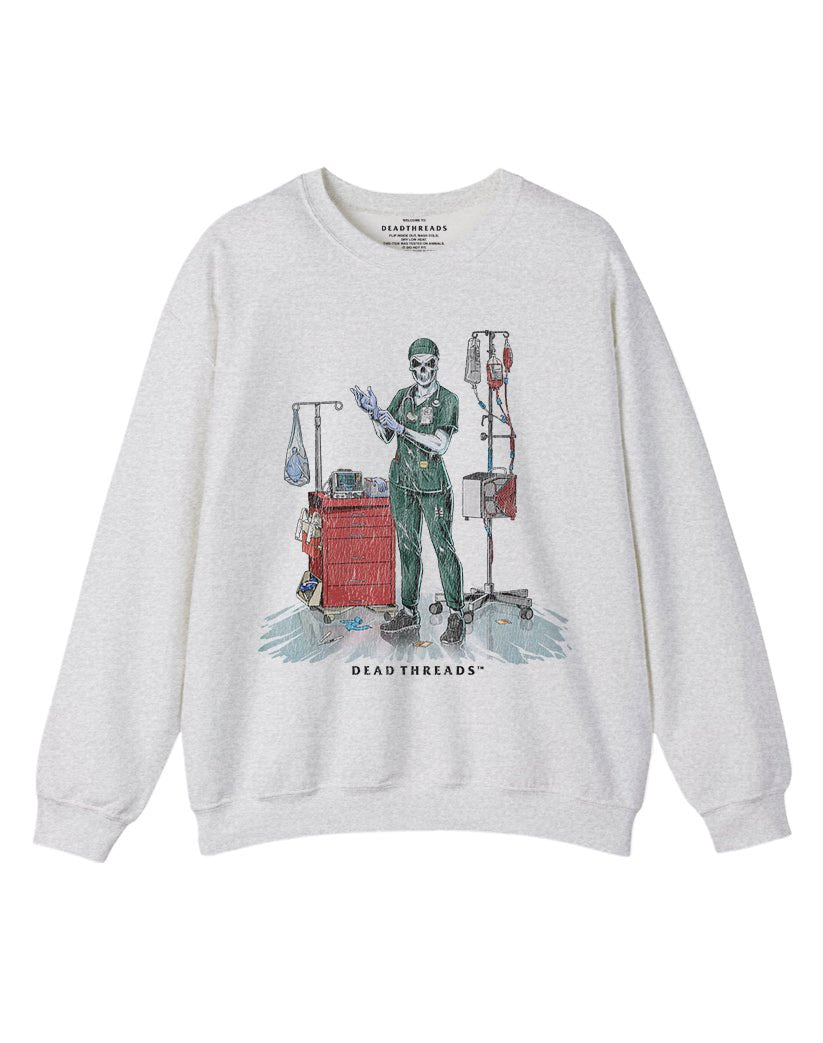 DEADSIDE NURSE (FEMALE) - GREEN SCRUBS CREWNECK SWEATSHIRT – Sweatshirt – Dead Threads Apparel