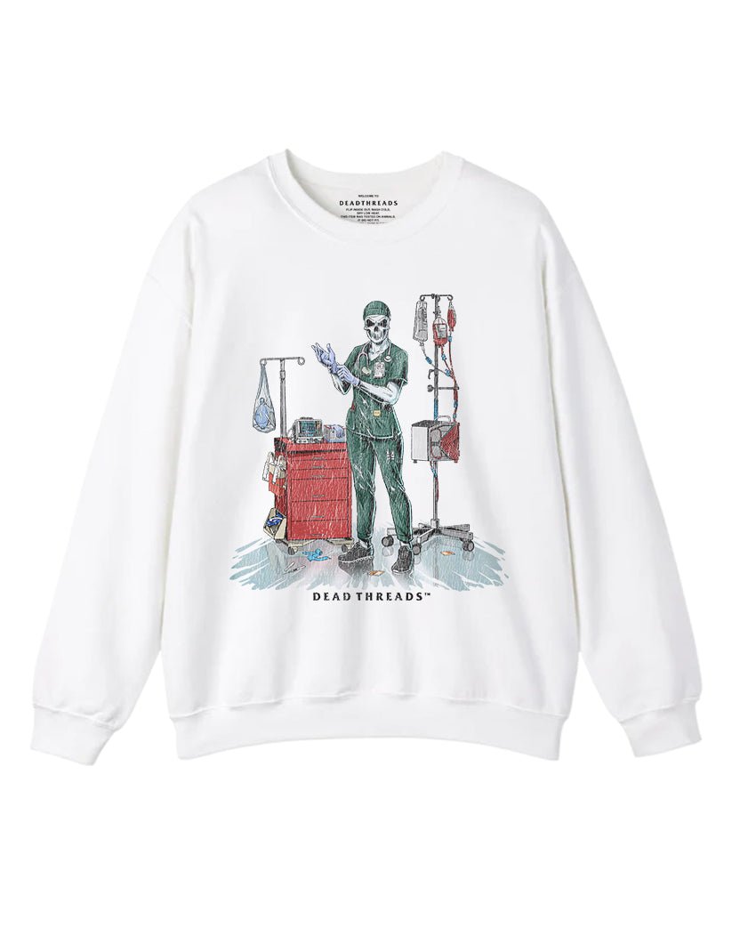 DEADSIDE NURSE (FEMALE) - GREEN SCRUBS CREWNECK SWEATSHIRT – Sweatshirt – Dead Threads Apparel