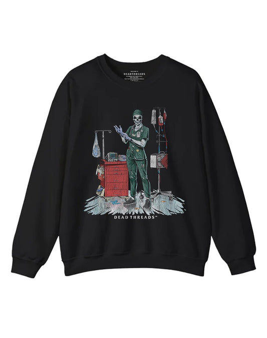 DEADSIDE NURSE (FEMALE) - GREEN SCRUBS CREWNECK SWEATSHIRT – Sweatshirt – Dead Threads Apparel