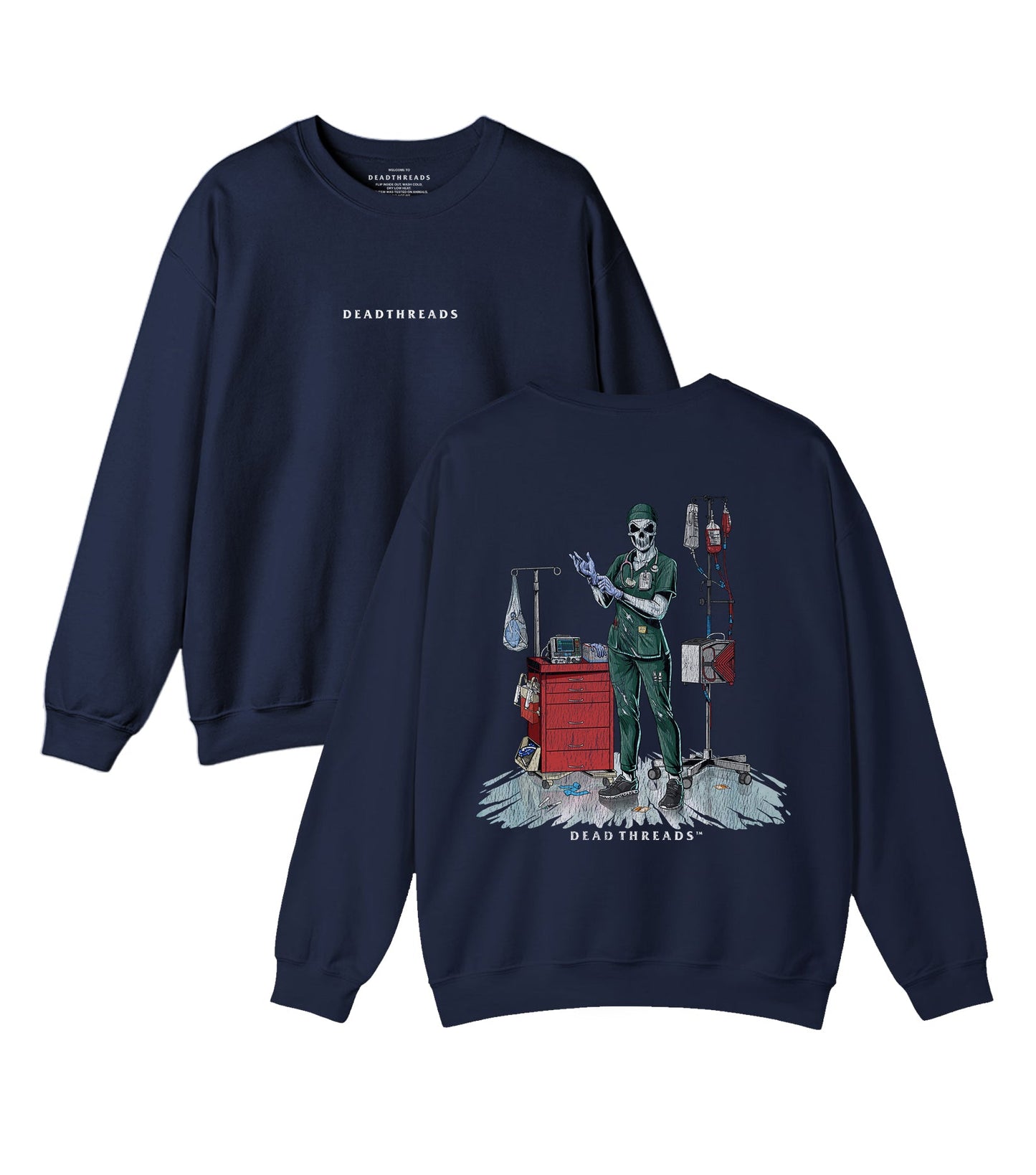 DEADSIDE NURSE (FEMALE) - GREEN SCRUBS “DT ESSENTIAL" CREWNECK SWEATSHIRT – Sweatshirt – Dead Threads Apparel