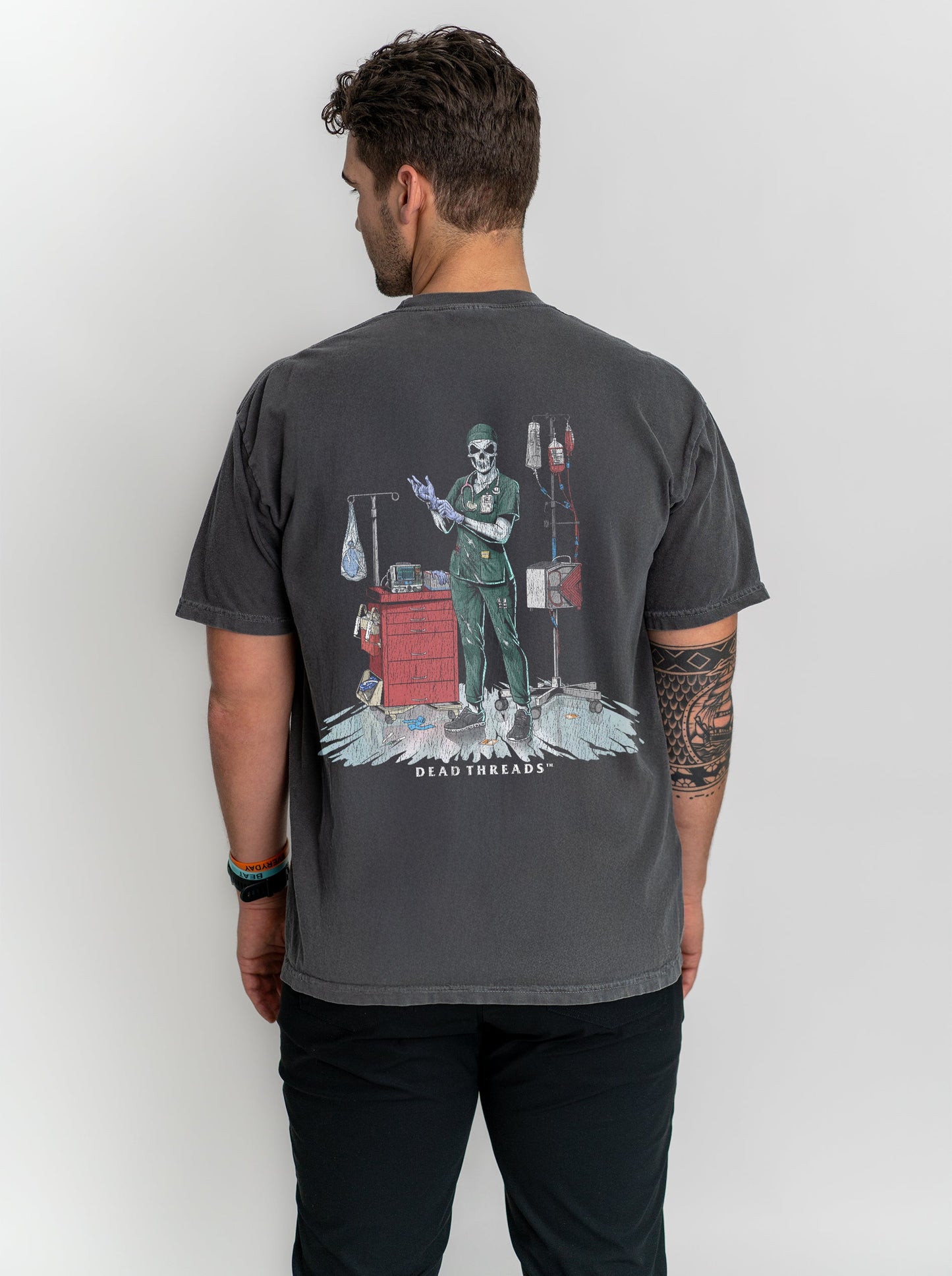 DEADSIDE NURSE (FEMALE) - GREEN SCRUBS “DT ESSENTIAL" PREMIUM T - SHIRT – T-Shirt – Dead Threads Apparel