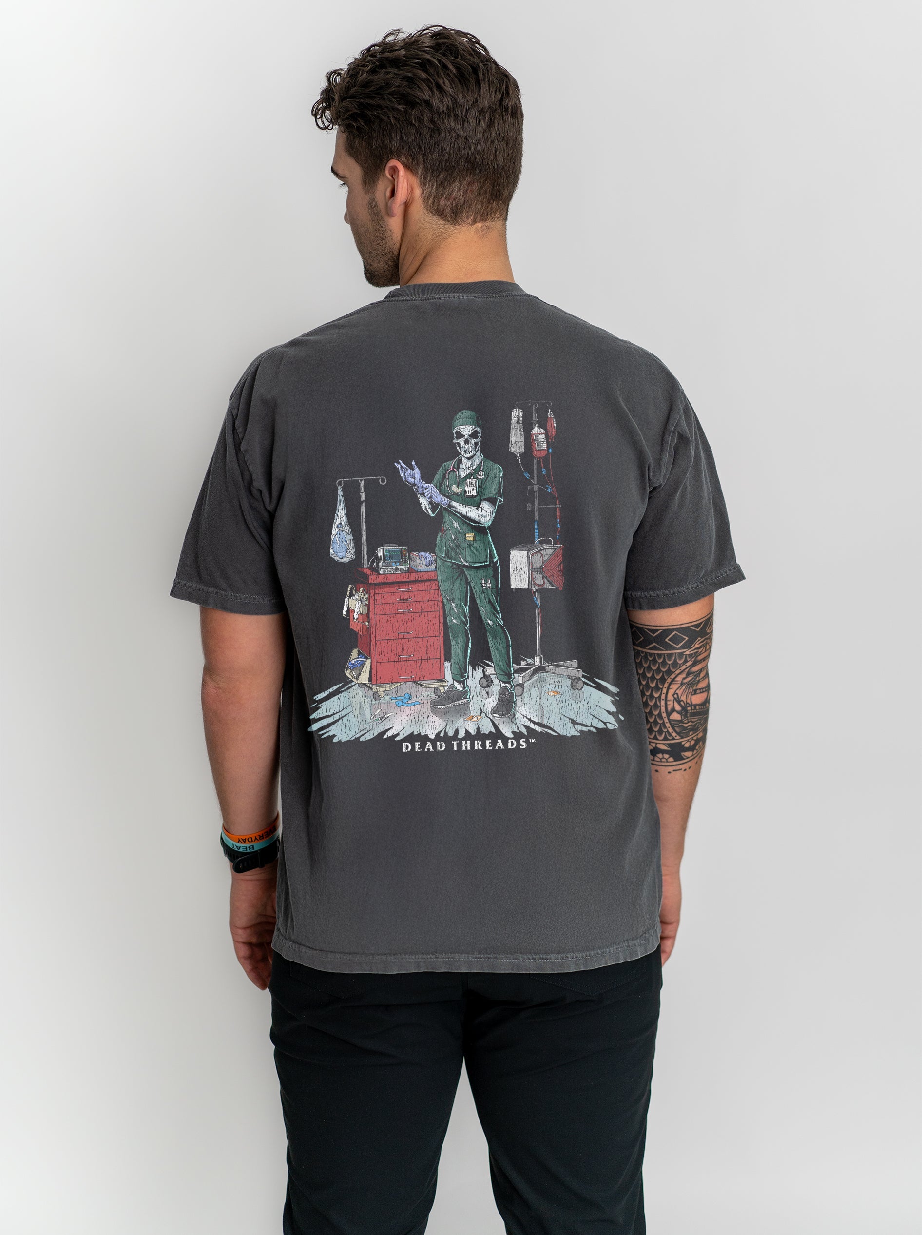 DEADSIDE NURSE (FEMALE) - GREEN SCRUBS “DT ESSENTIAL" PREMIUM T - SHIRT – T-Shirt – Dead Threads Apparel