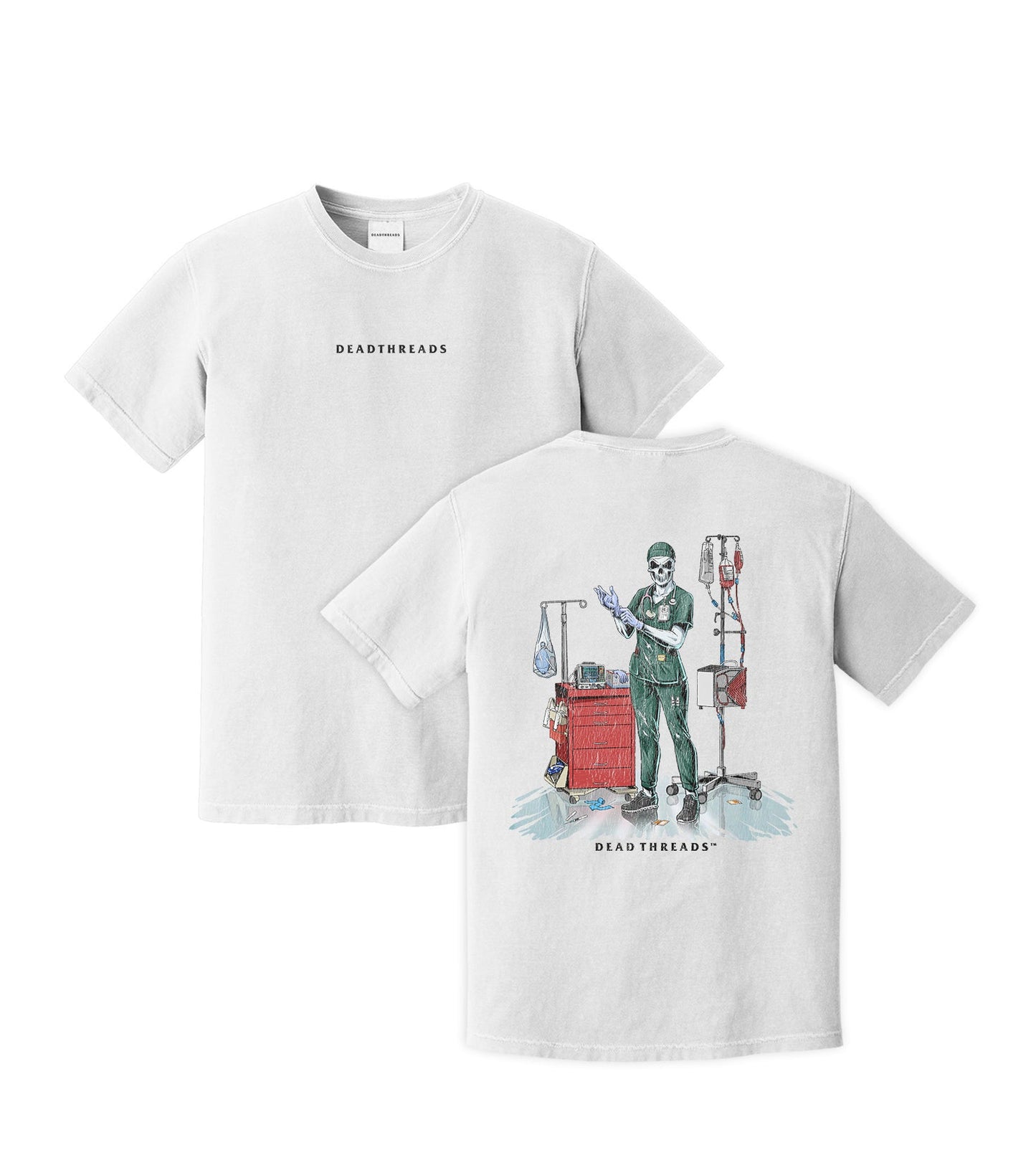 DEADSIDE NURSE (FEMALE) - GREEN SCRUBS “DT ESSENTIAL" PREMIUM T - SHIRT – T-Shirt – Dead Threads Apparel