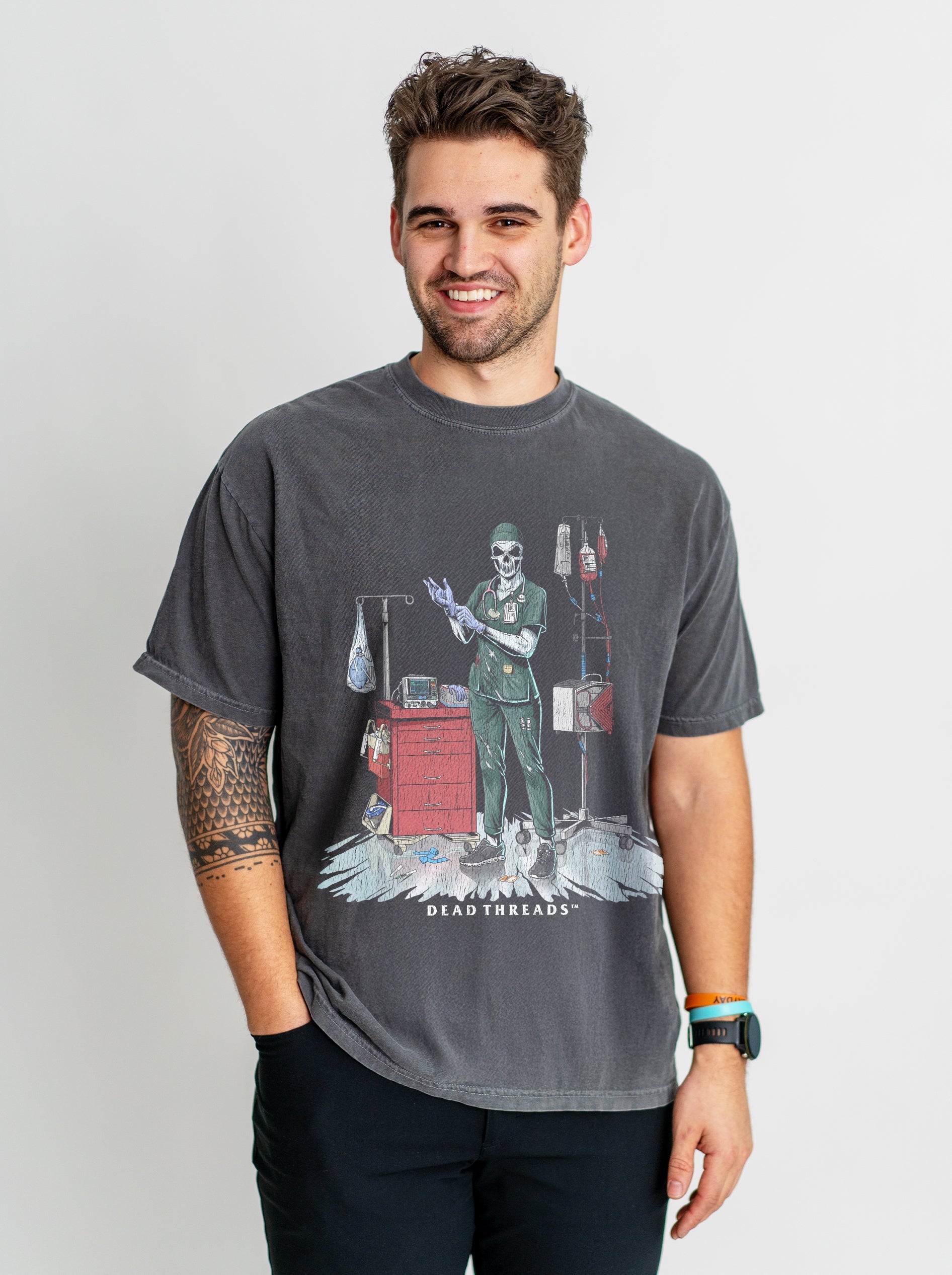 DEADSIDE NURSE (FEMALE) - GREEN SCRUBS – T-Shirt – Dead Threads Apparel