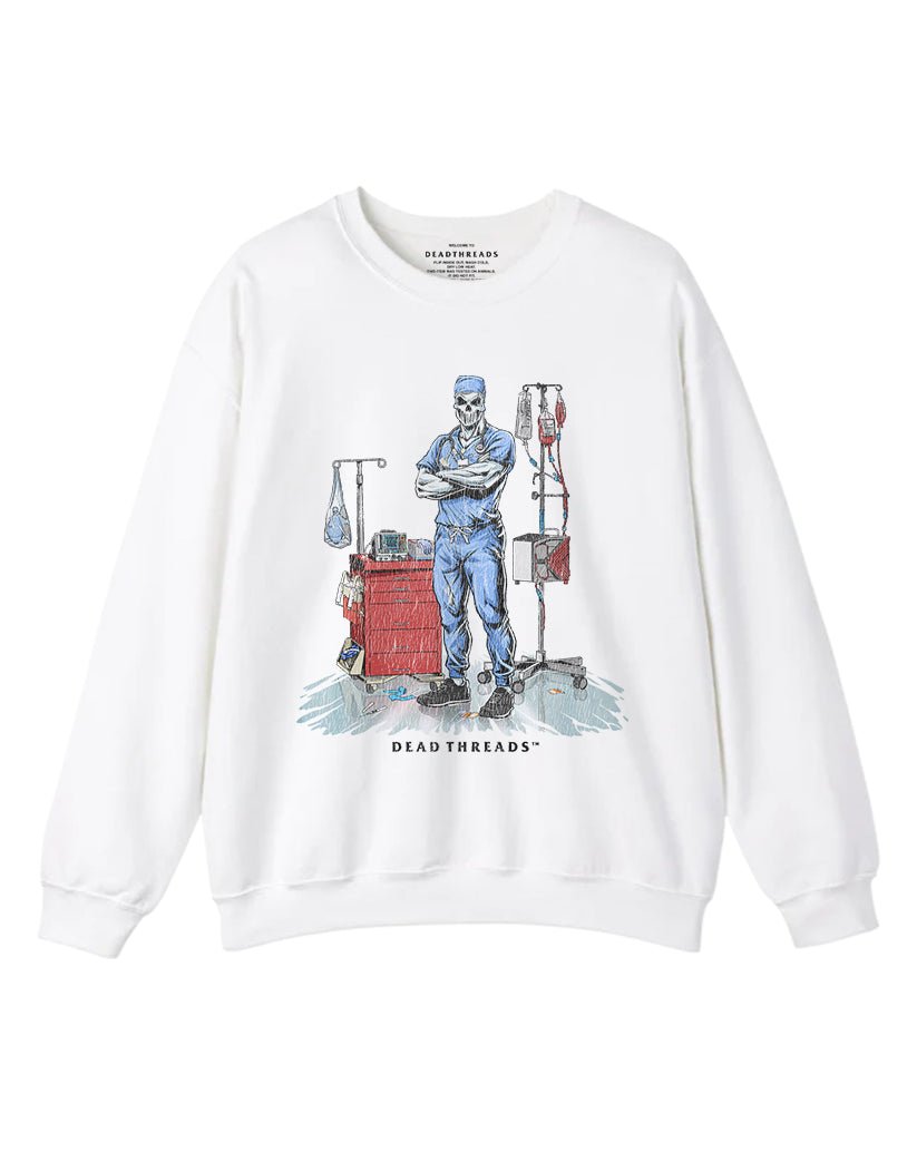 DEADSIDE NURSE (MALE) - BLUE SCRUBS CREWNECK SWEATSHIRT – Sweatshirt – Dead Threads Apparel