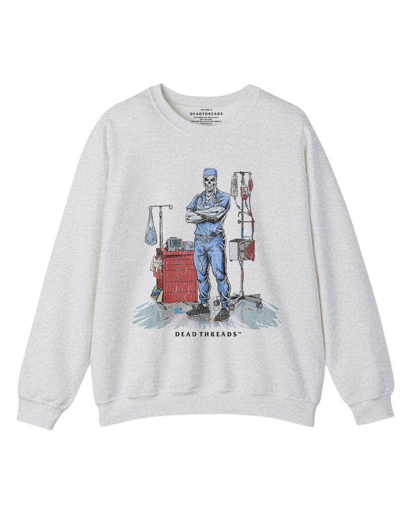DEADSIDE NURSE (MALE) - BLUE SCRUBS CREWNECK SWEATSHIRT – Sweatshirt – Dead Threads Apparel