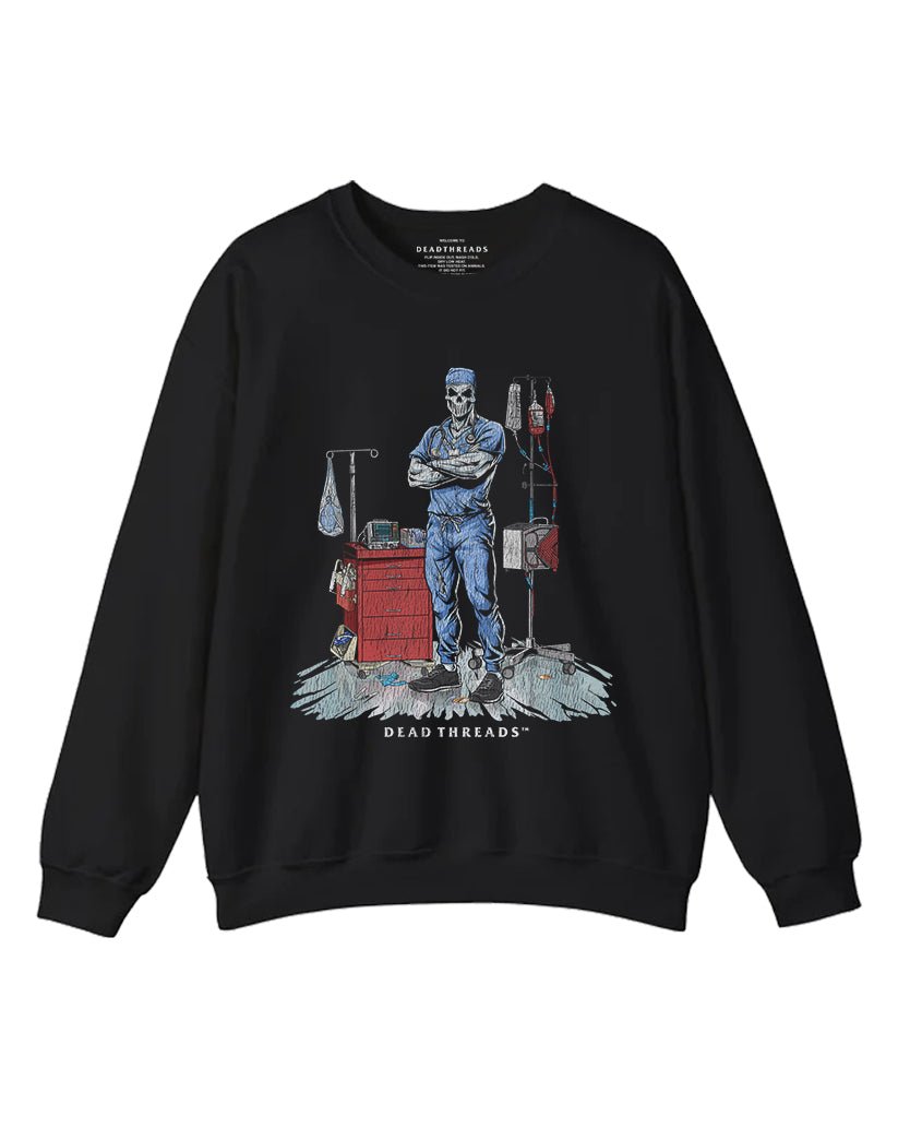 DEADSIDE NURSE (MALE) - BLUE SCRUBS CREWNECK SWEATSHIRT – Sweatshirt – Dead Threads Apparel