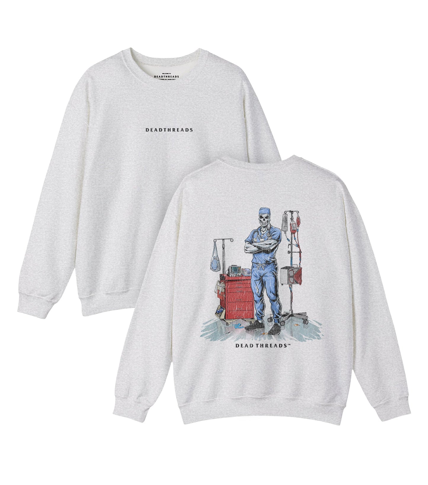 DEADSIDE NURSE (MALE) - BLUE SCRUBS “DT ESSENTIAL" CREWNECK SWEATSHIRT – Sweatshirt – Dead Threads Apparel