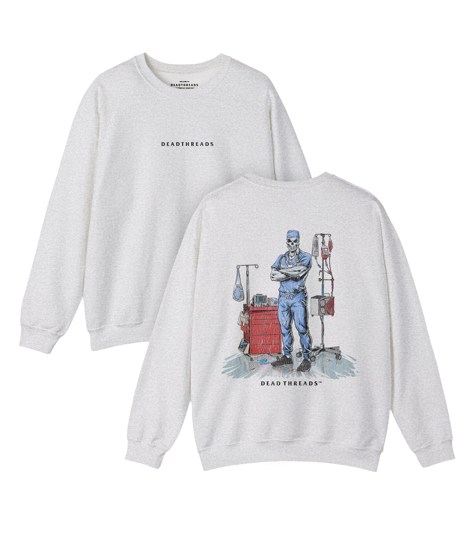 DEADSIDE NURSE (MALE) - BLUE SCRUBS “DT ESSENTIAL" CREWNECK SWEATSHIRT – Sweatshirt – Dead Threads Apparel