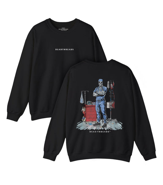 DEADSIDE NURSE (MALE) - BLUE SCRUBS “DT ESSENTIAL" CREWNECK SWEATSHIRT – Sweatshirt – Dead Threads Apparel