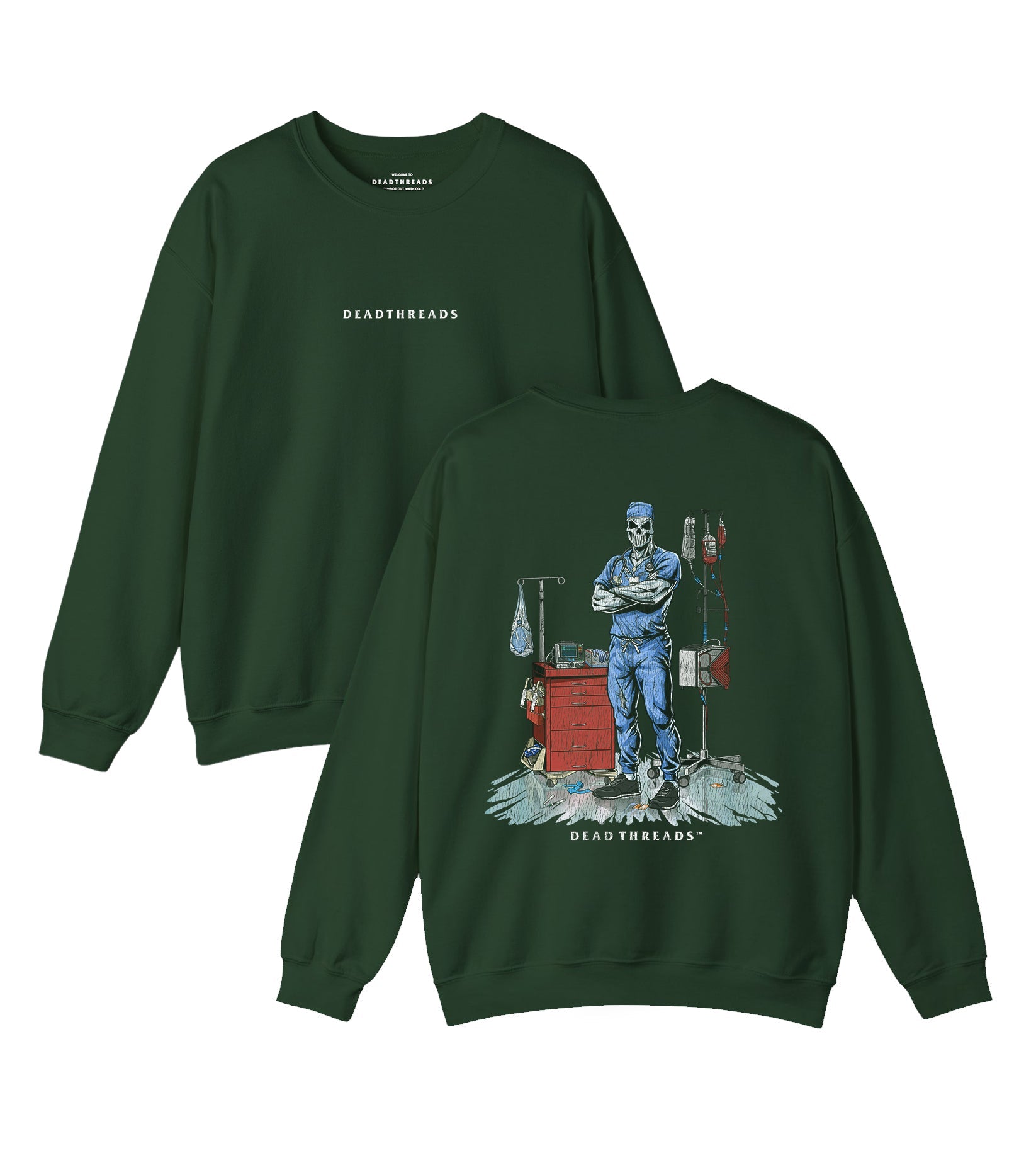 DEADSIDE NURSE (MALE) - BLUE SCRUBS “DT ESSENTIAL" CREWNECK SWEATSHIRT – Sweatshirt – Dead Threads Apparel