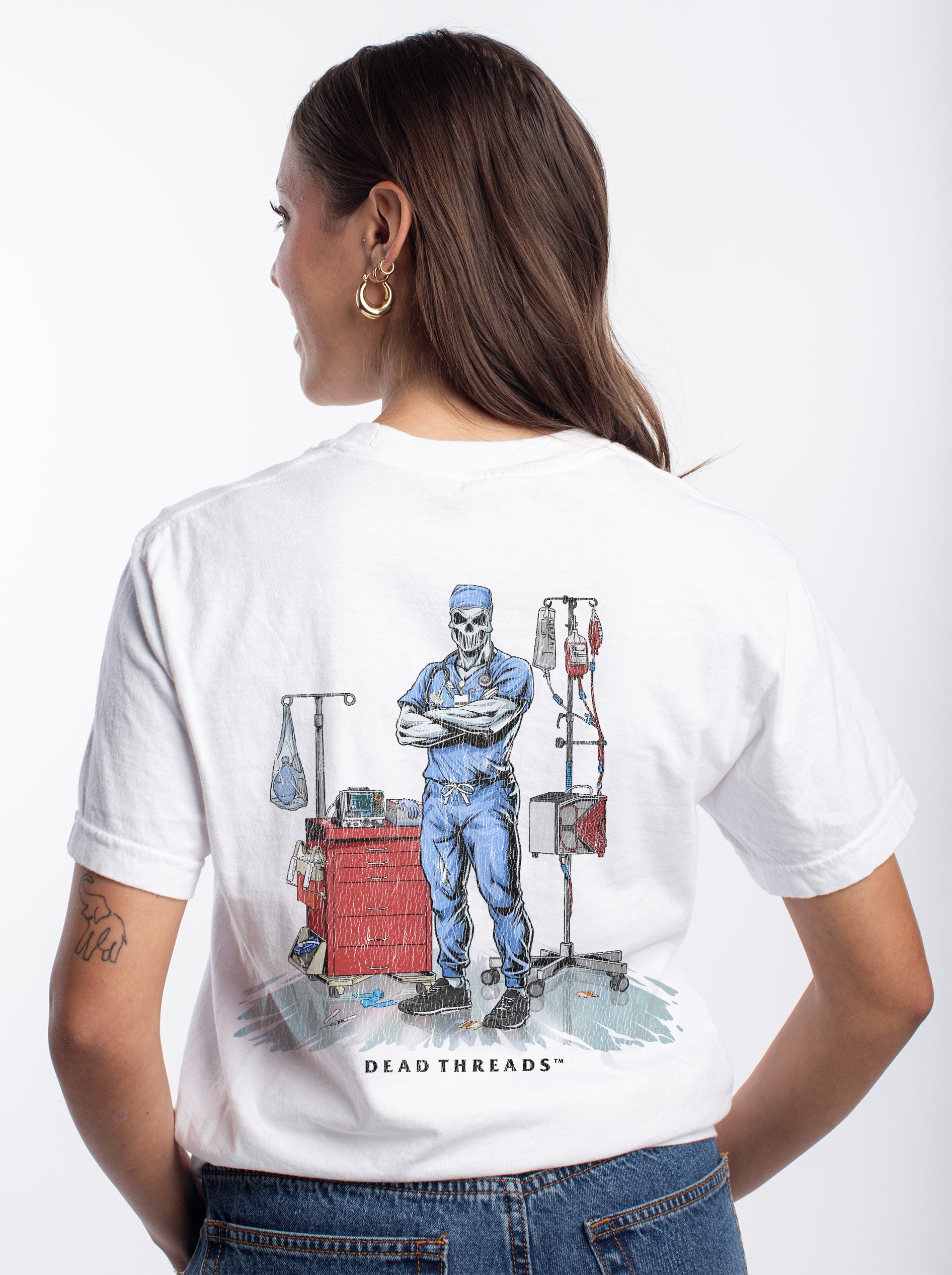 DEADSIDE NURSE (MALE) - BLUE SCRUBS “DT ESSENTIAL" PREMIUM T - SHIRT – T-Shirt – Dead Threads Apparel