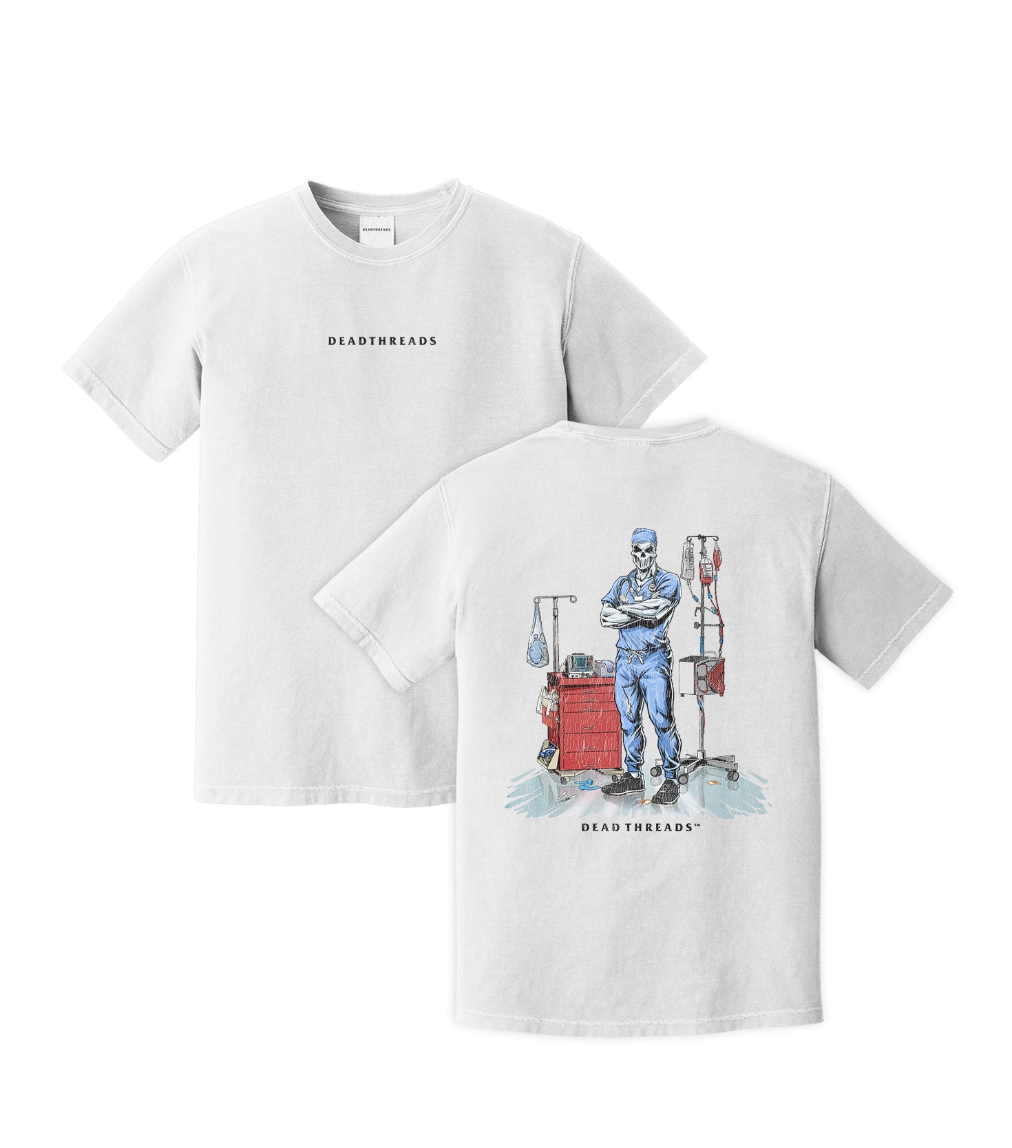 DEADSIDE NURSE (MALE) - BLUE SCRUBS “DT ESSENTIAL" PREMIUM T - SHIRT – T-Shirt – Dead Threads Apparel