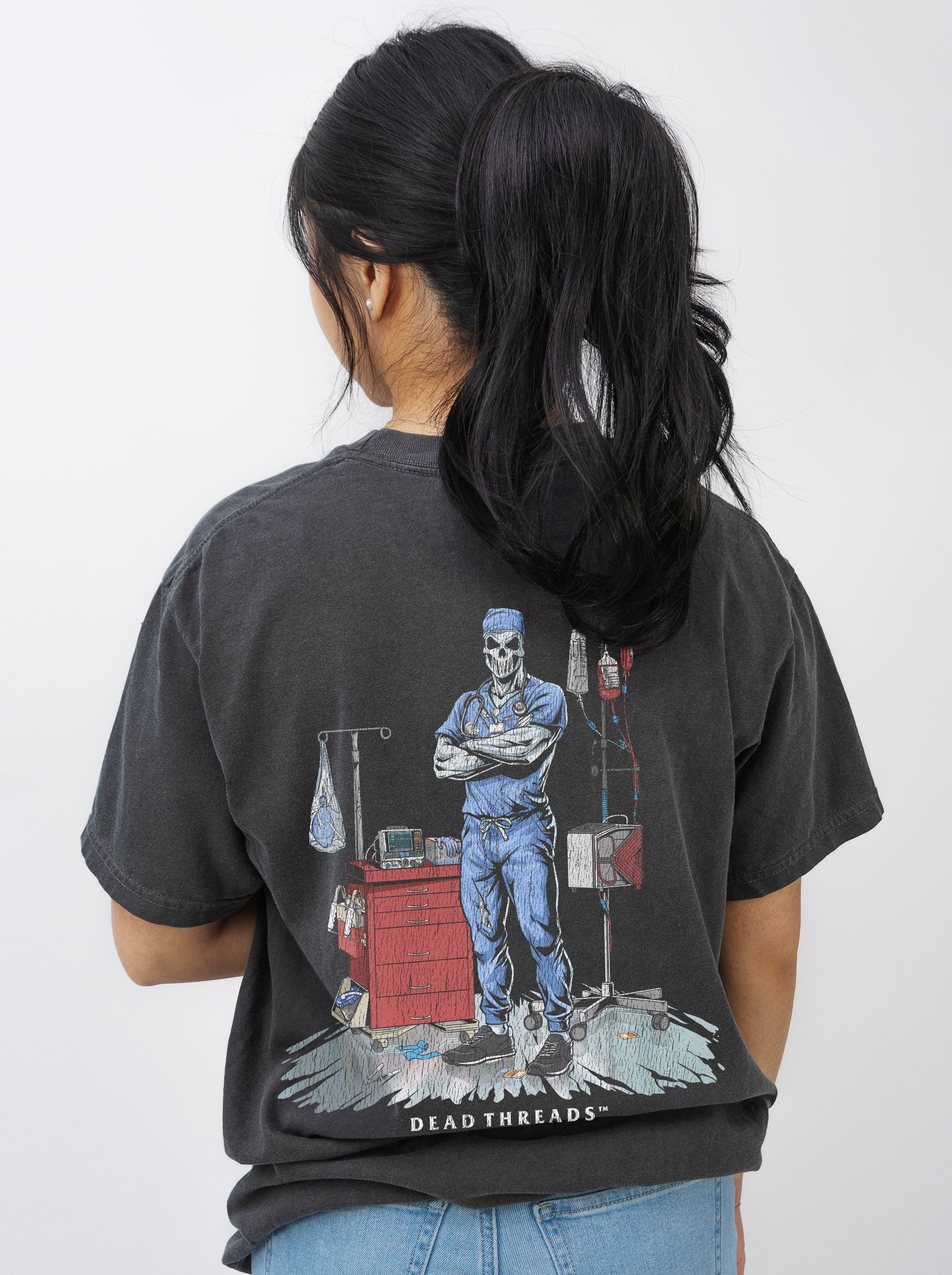 DEADSIDE NURSE (MALE) - BLUE SCRUBS “DT ESSENTIAL" PREMIUM T - SHIRT – T-Shirt – Dead Threads Apparel