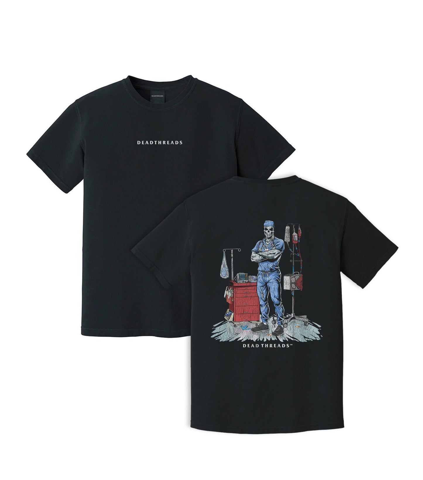 DEADSIDE NURSE (MALE) - BLUE SCRUBS “DT ESSENTIAL" PREMIUM T - SHIRT – T-Shirt – Dead Threads Apparel