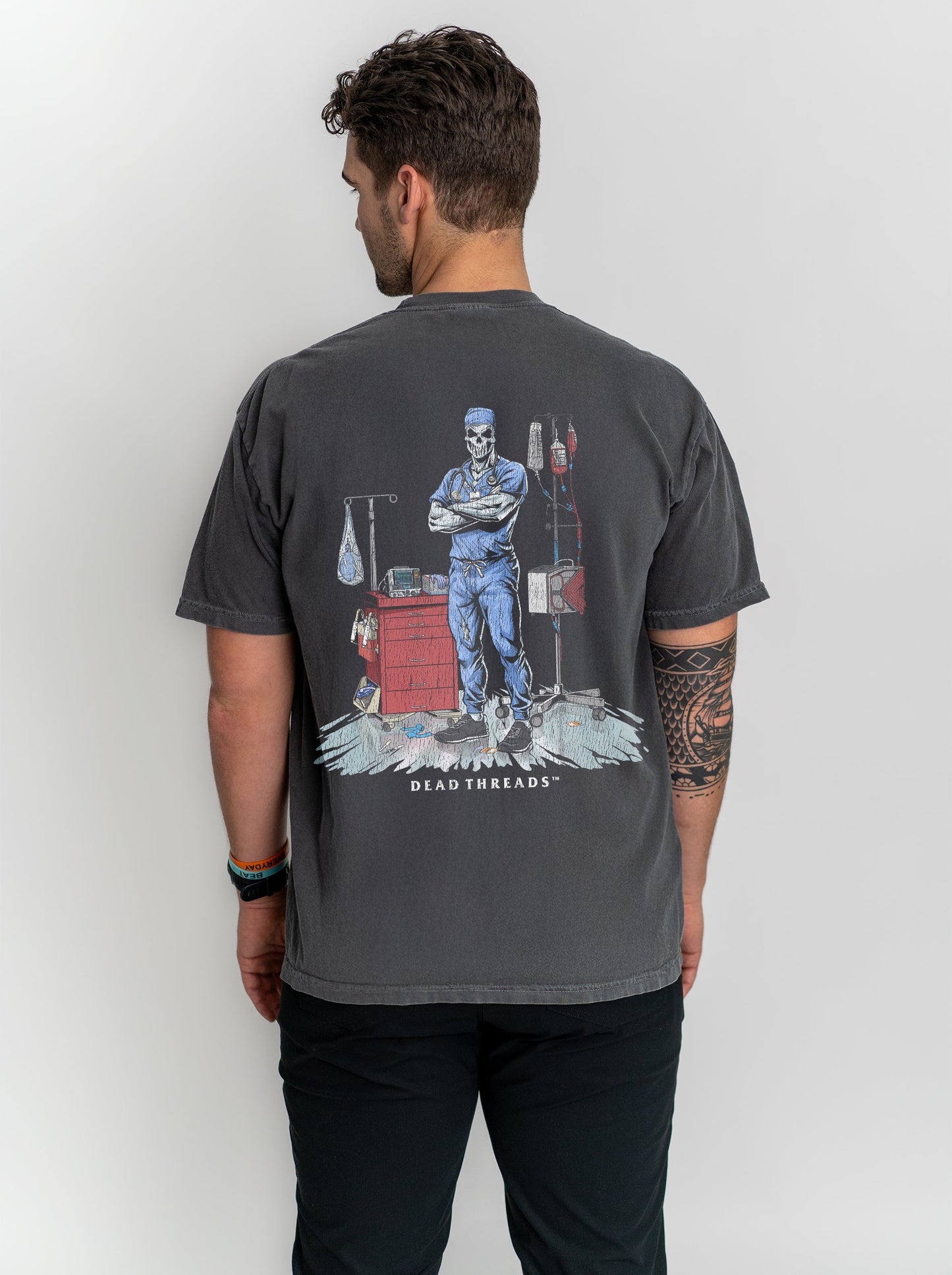 DEADSIDE NURSE (MALE) - BLUE SCRUBS “DT ESSENTIAL" PREMIUM T - SHIRT – T-Shirt – Dead Threads Apparel