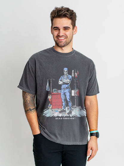 DEADSIDE NURSE (MALE) - BLUE SCRUBS – T-Shirt – Dead Threads Apparel