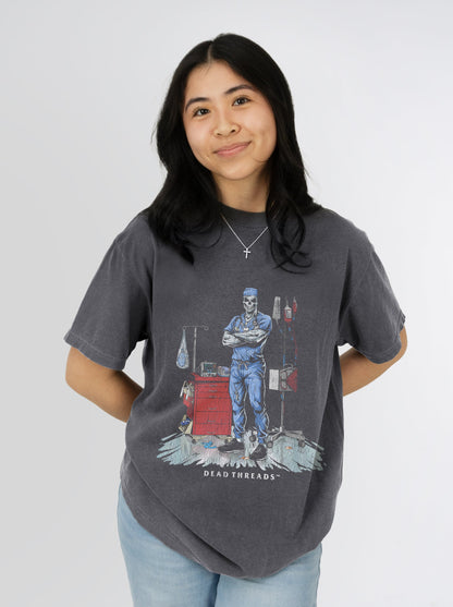 DEADSIDE NURSE (MALE) - BLUE SCRUBS – T-Shirt – Dead Threads Apparel