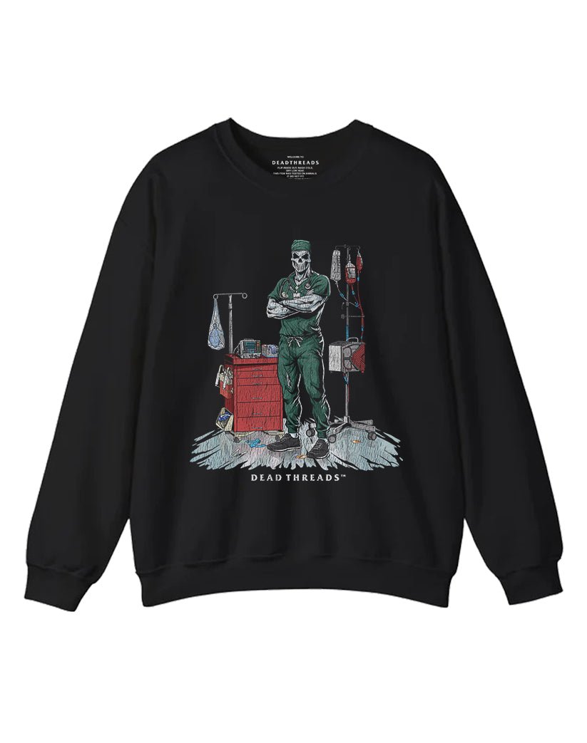 DEADSIDE NURSE (MALE) - GREEN SCRUBS CREWNECK SWEATSHIRT – Sweatshirt – Dead Threads Apparel