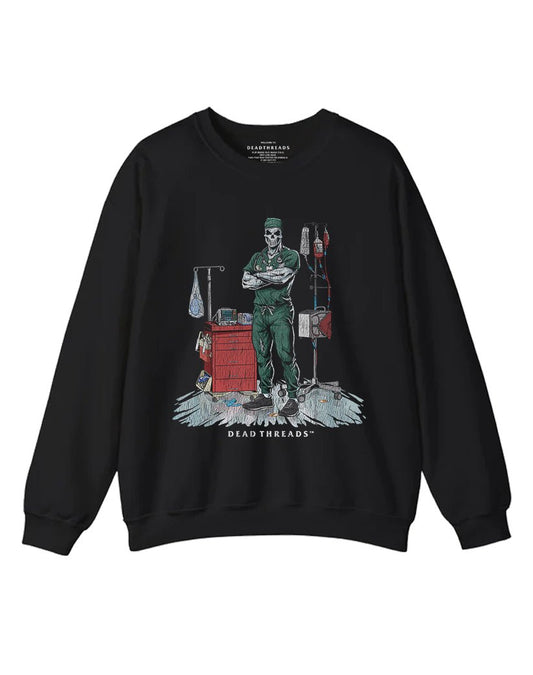 DEADSIDE NURSE (MALE) - GREEN SCRUBS CREWNECK SWEATSHIRT – Sweatshirt – Dead Threads Apparel
