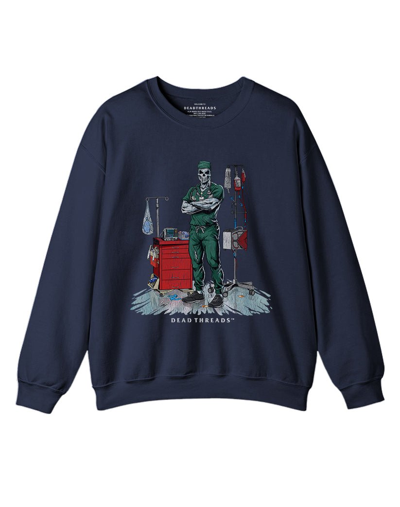 DEADSIDE NURSE (MALE) - GREEN SCRUBS CREWNECK SWEATSHIRT – Sweatshirt – Dead Threads Apparel