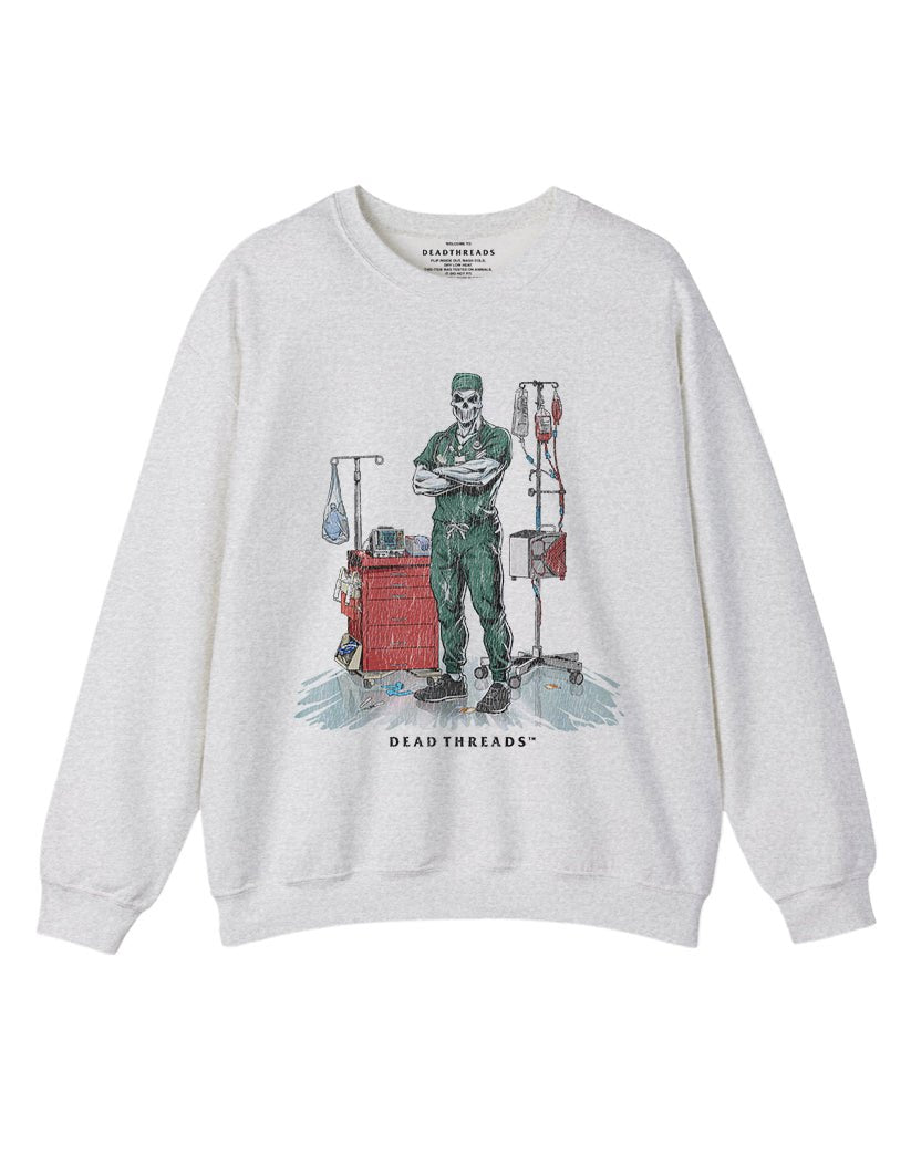 DEADSIDE NURSE (MALE) - GREEN SCRUBS CREWNECK SWEATSHIRT – Sweatshirt – Dead Threads Apparel