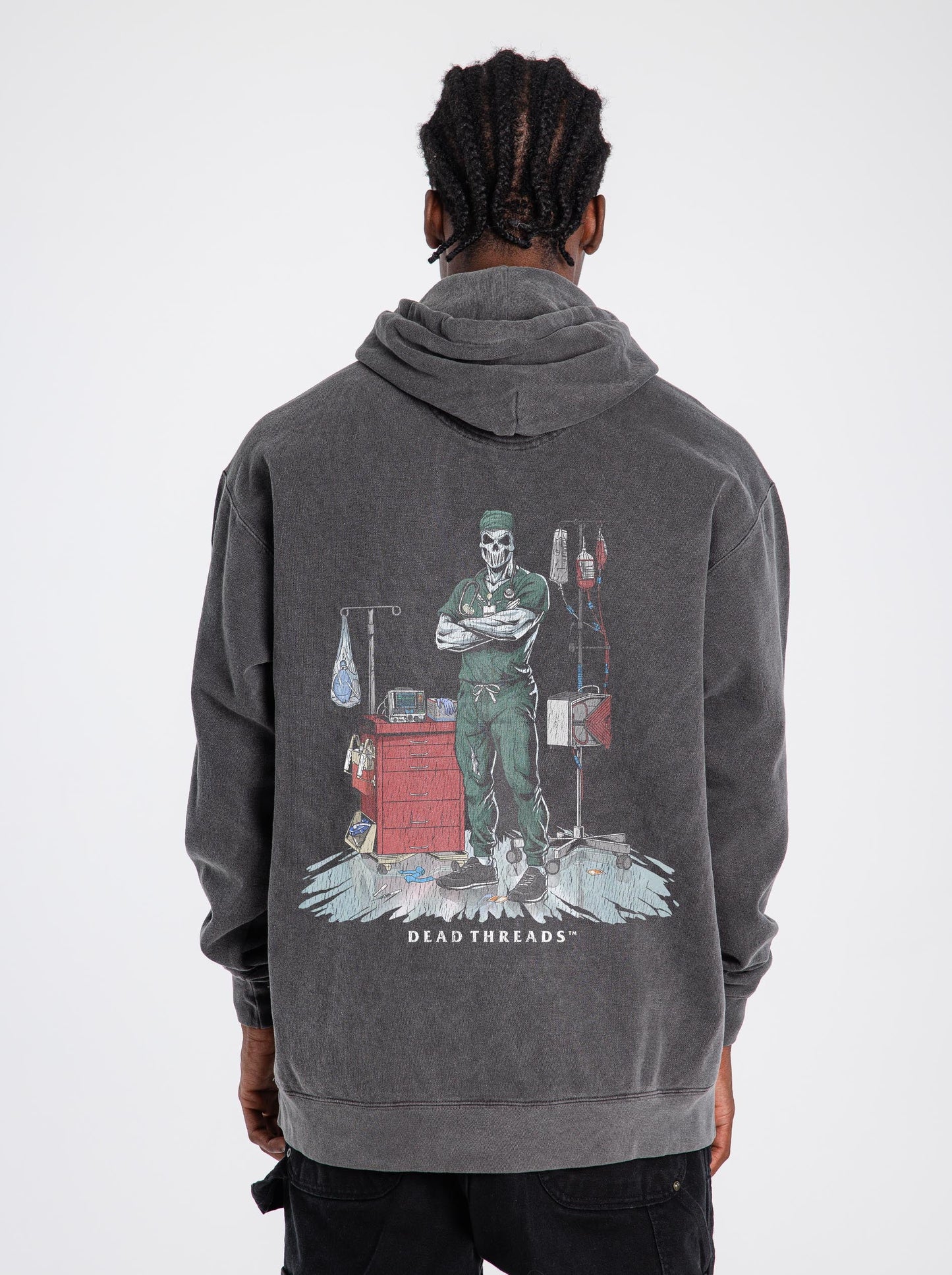 DEADSIDE NURSE (MALE) - GREEN SCRUBS - “DT ESSENTIAL" HOODIE – Hoodie – Dead Threads Apparel