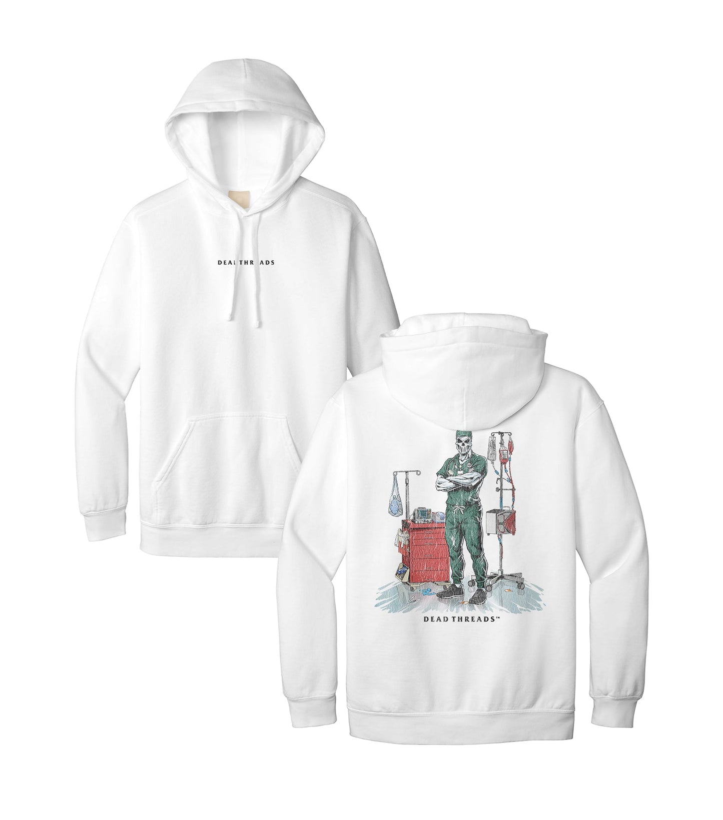 DEADSIDE NURSE (MALE) - GREEN SCRUBS - “DT ESSENTIAL" HOODIE – Hoodie – Dead Threads Apparel