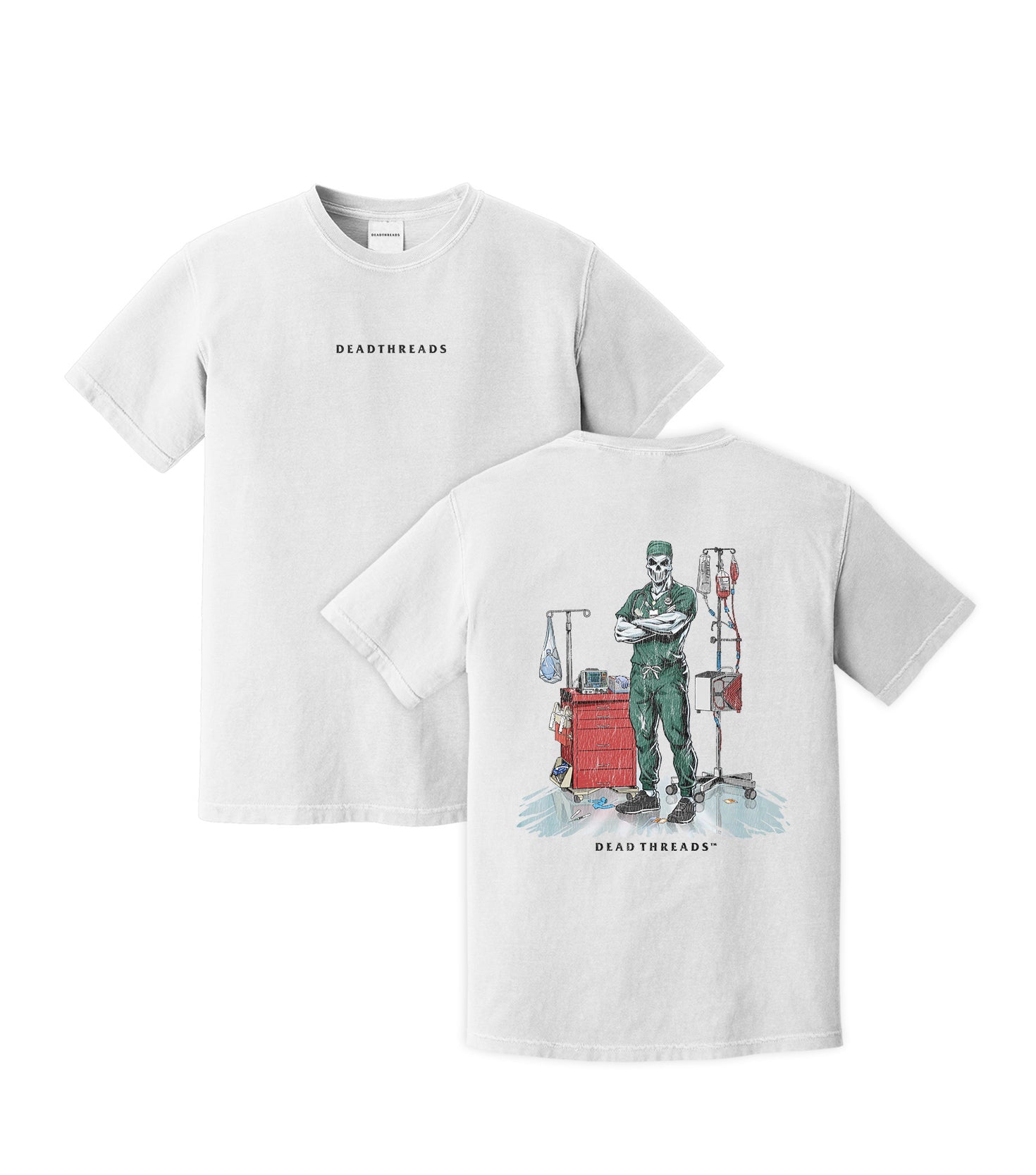 DEADSIDE NURSE (MALE) - GREEN SCRUBS “DT ESSENTIAL" PREMIUM T - SHIRT – T-Shirt – Dead Threads Apparel