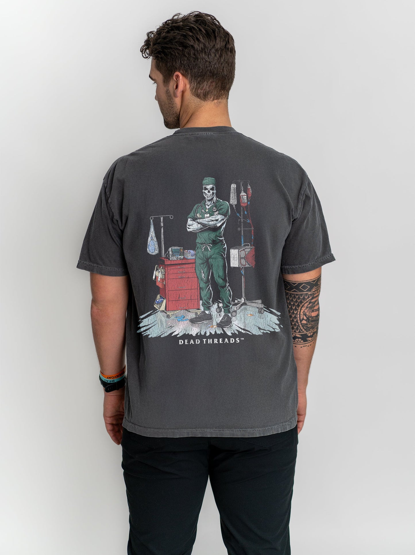 DEADSIDE NURSE (MALE) - GREEN SCRUBS “DT ESSENTIAL" PREMIUM T - SHIRT – T-Shirt – Dead Threads Apparel